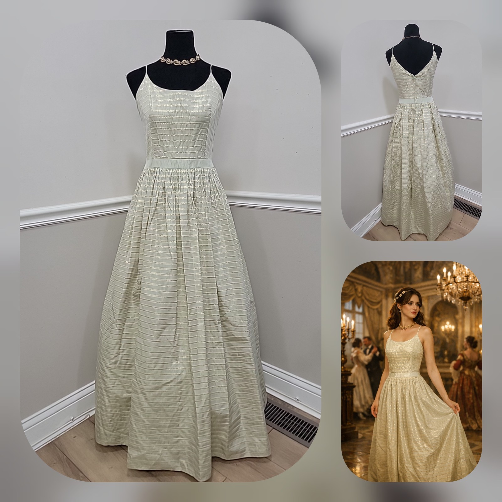 VTG 2000s Gunne Sax Jessica McClintock Renaissance Revival Lurex Maxi Dress