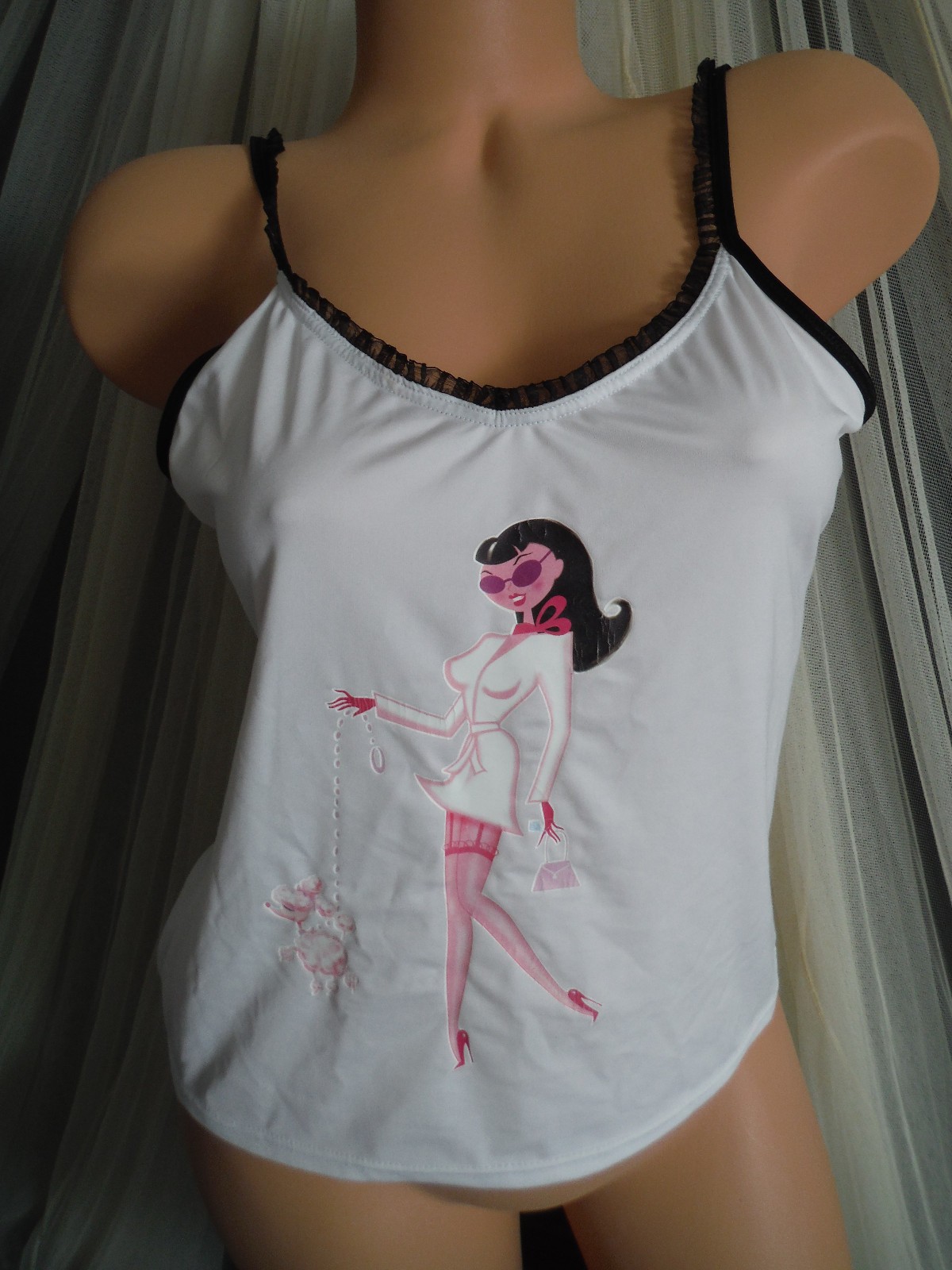 Super Rare FREDERICKS of HOLLYWOOD New VTG 80s/90s Tank Top Socialite & Poodle M