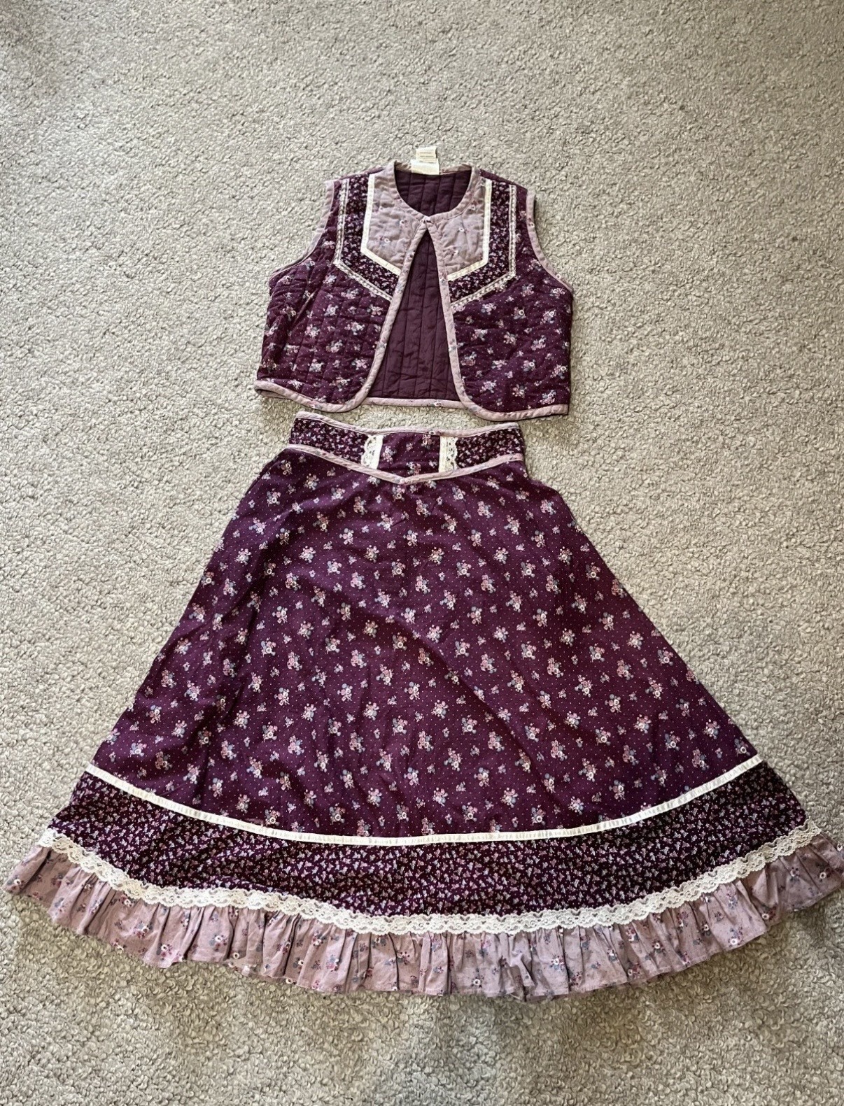 Authentic Vintage Gunne Sax Skirt And Matching Vest Set EUC Size 11