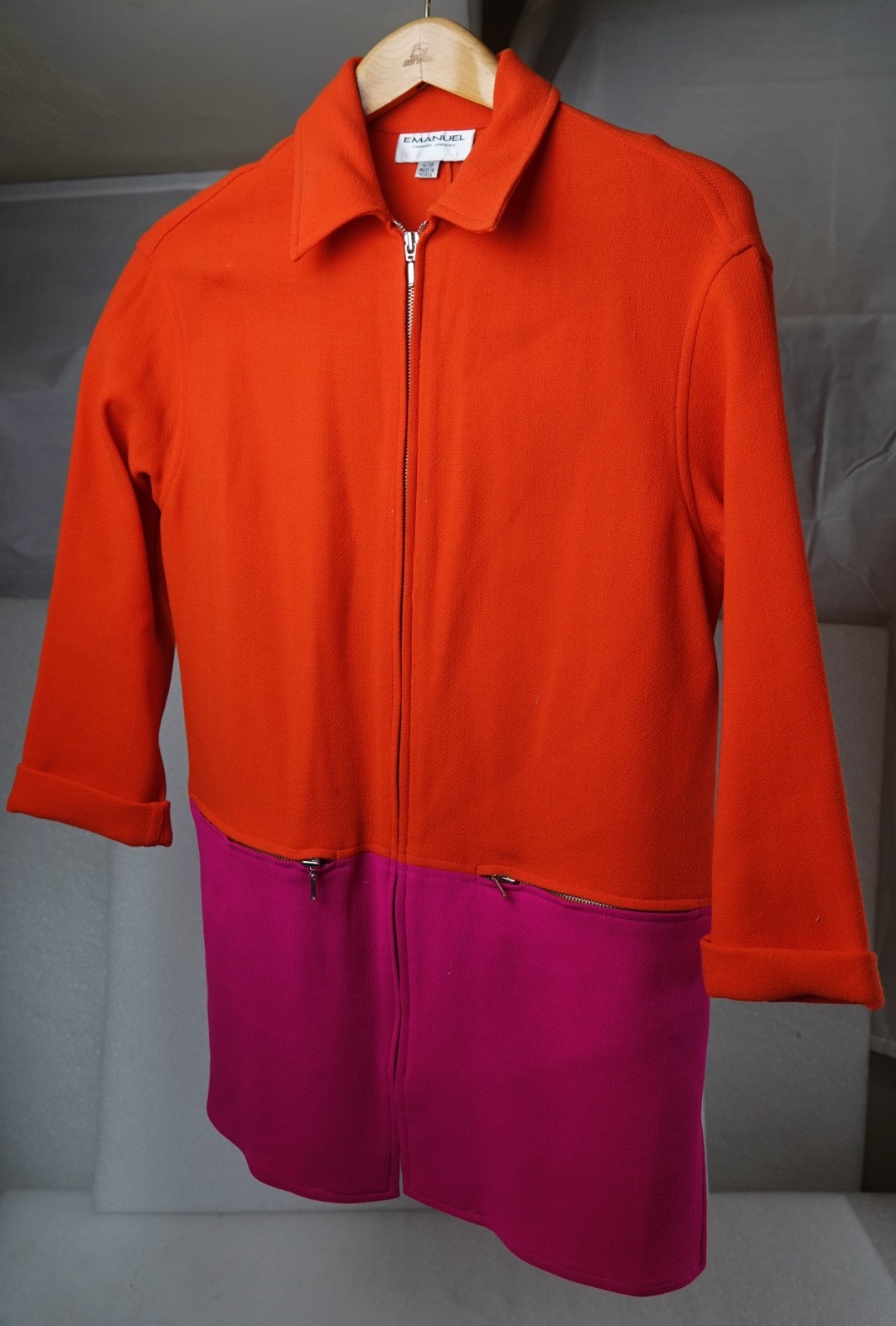 VINTAGE WOMANS EMANUEL UNGARO ORANGE COLORBLOCK 1960’S JACKET 4/38