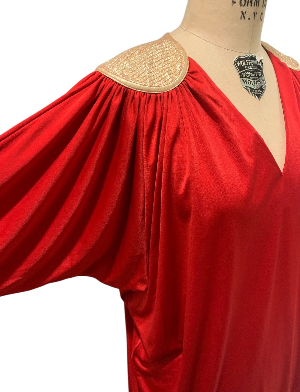 BILL TICE Vintage 70s/80s Women’s Glam Disco Era Lipstick Red Jersey Column M/L