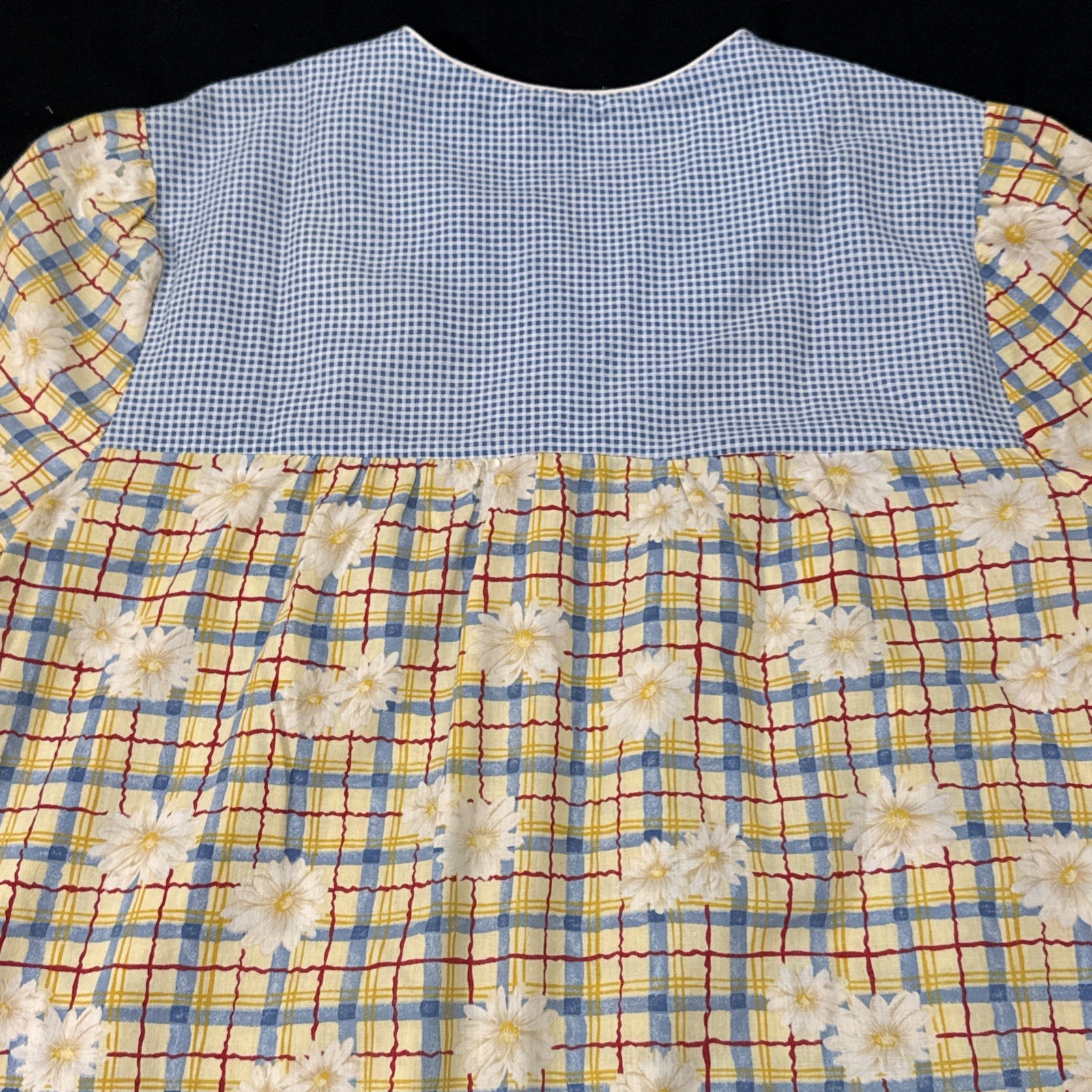 Ashley Taylor 50’s House Dress Coat Sz XL Pastel Madras Pocket Pearl Snap Retro