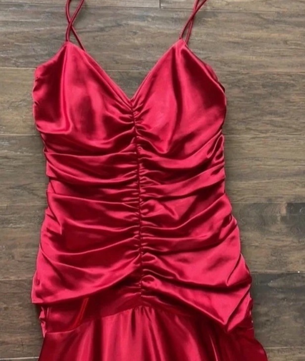 Vintage Jessica Mcclintock Charmeuse Gown, 2002 XS S Small Mermaid Red Silk Look