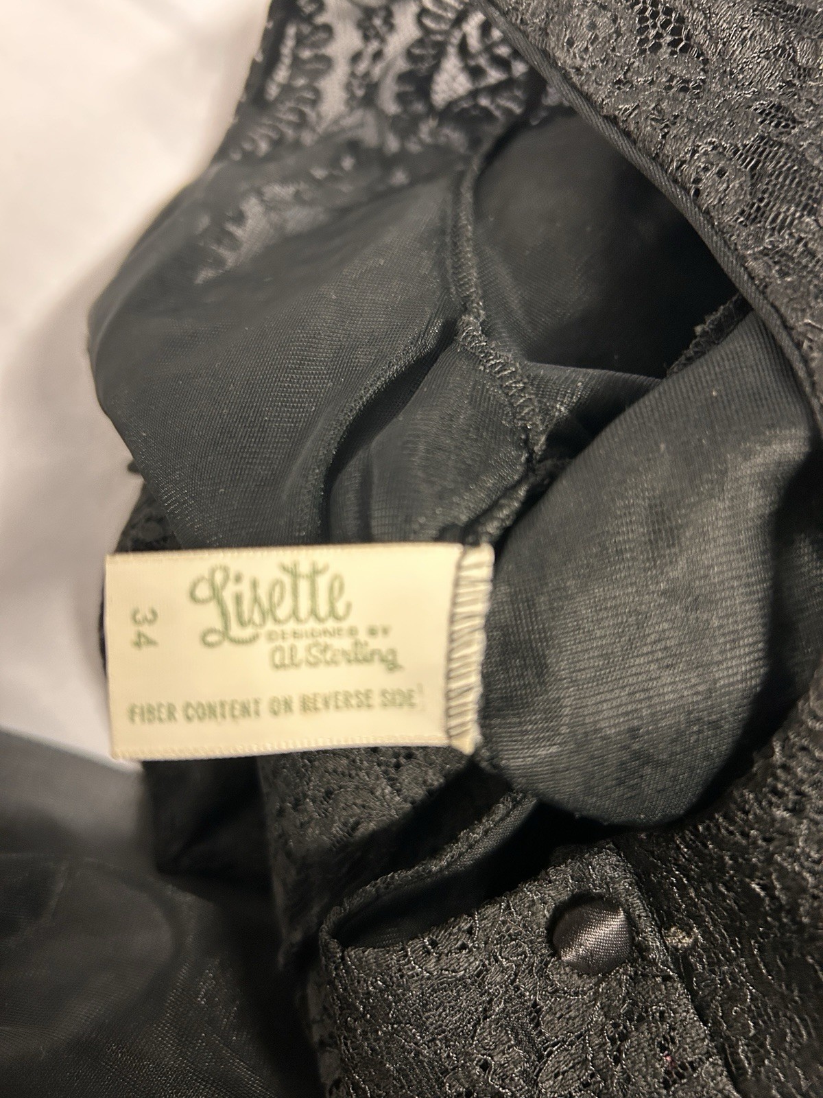 1964 VTG Lisette Women’s Size 34 (S) Black 2Pc Chiffon Peignoir Lacy Buttons