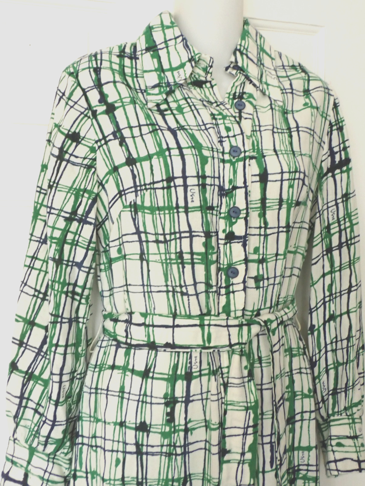 Vintage 1960s 70s VERA Neumann Mid Century Modern Long Tunic Oxford Shirt Dress