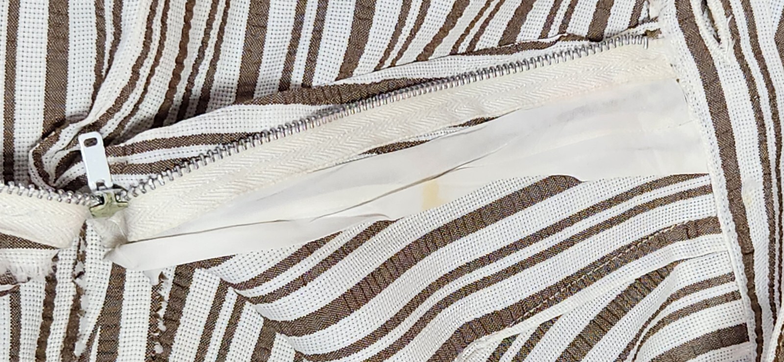 Vintage 2-Piece Cream & Brown Striped Skirt Suit, a David CRYSTAL Fashion