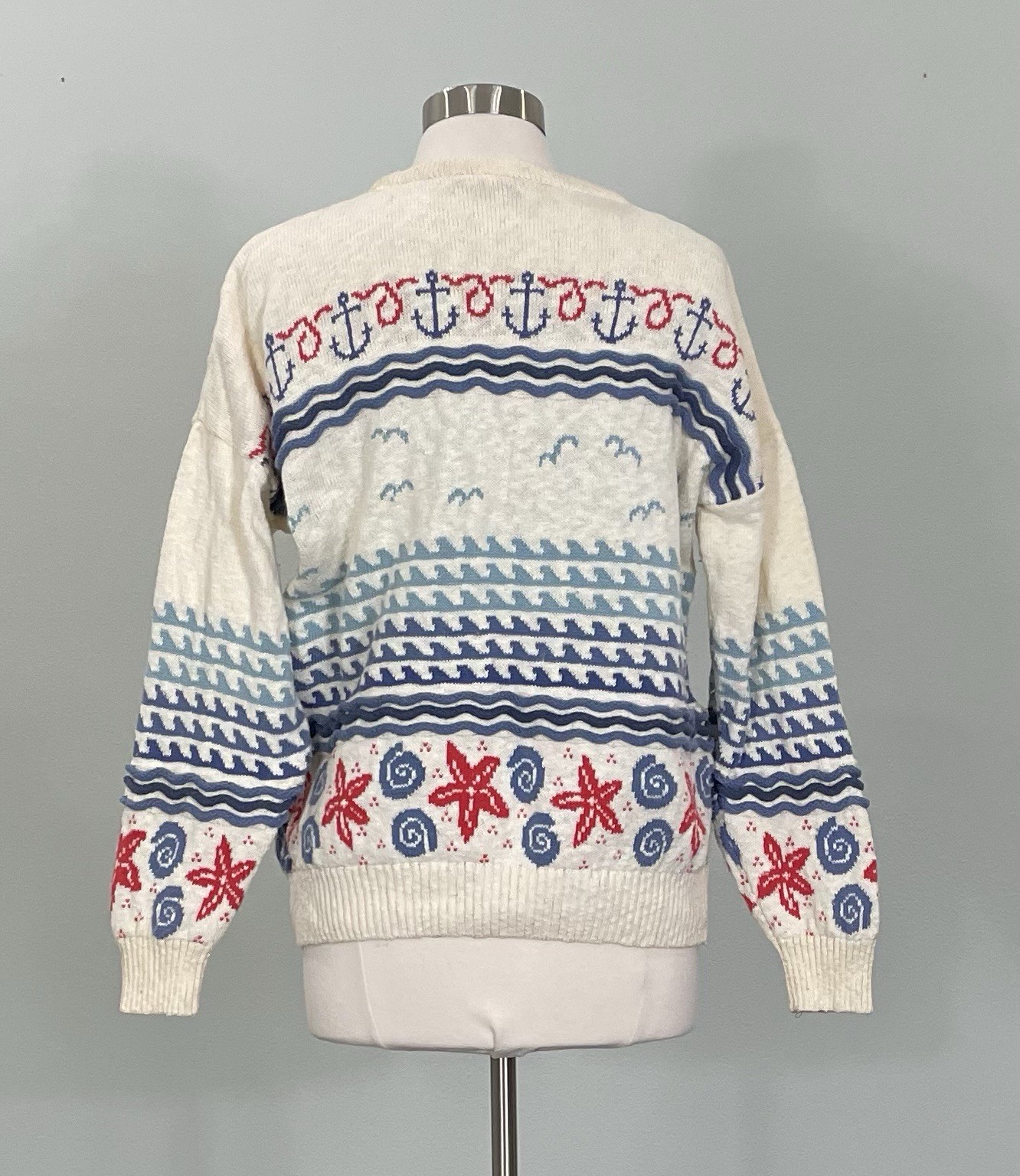 Vintage 80s Novelty Sailboat/Coastal Pullover Sweater – Large