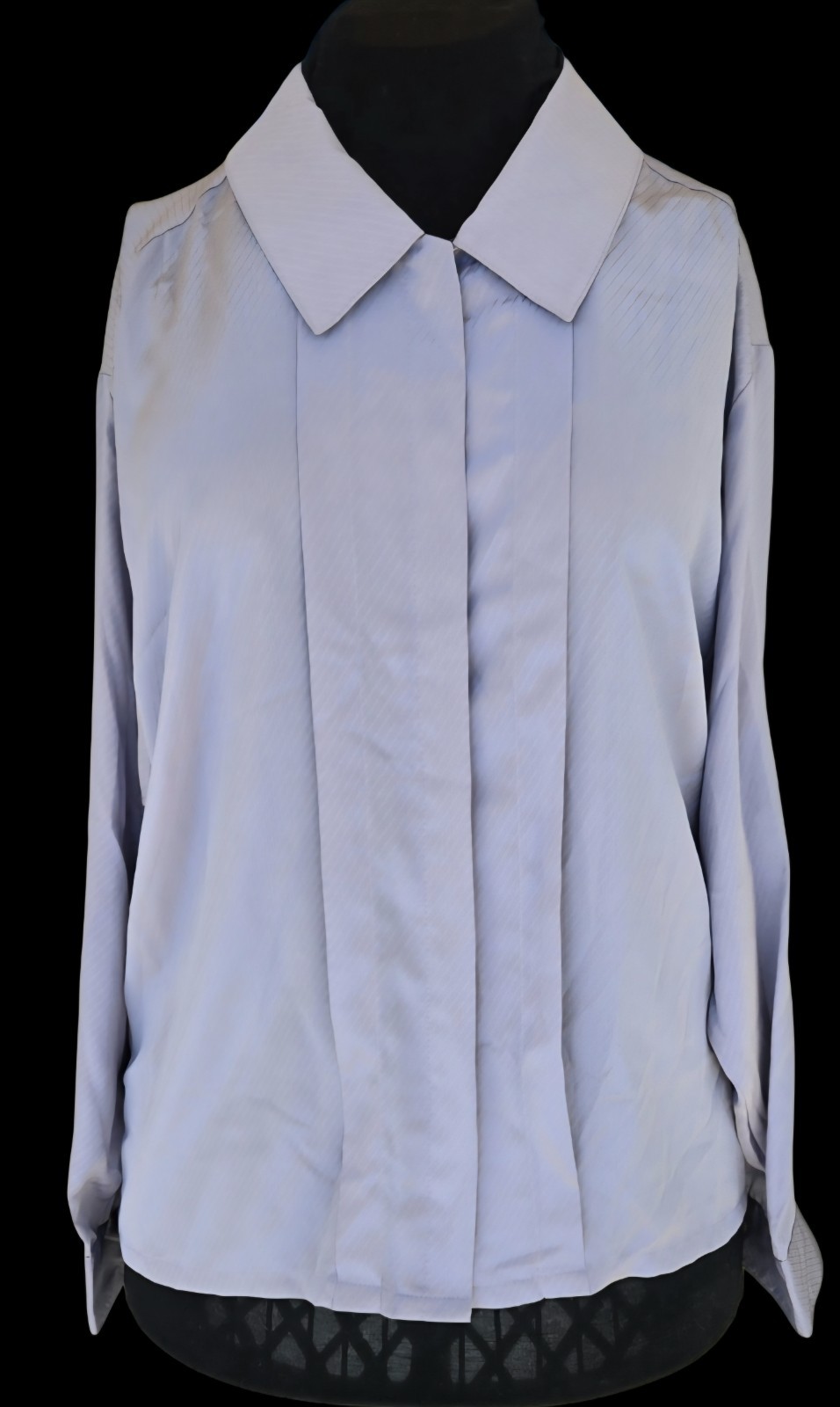 1980s PANTHER Lavender Pleated & Button Front Polyester Blouse Size 13/14