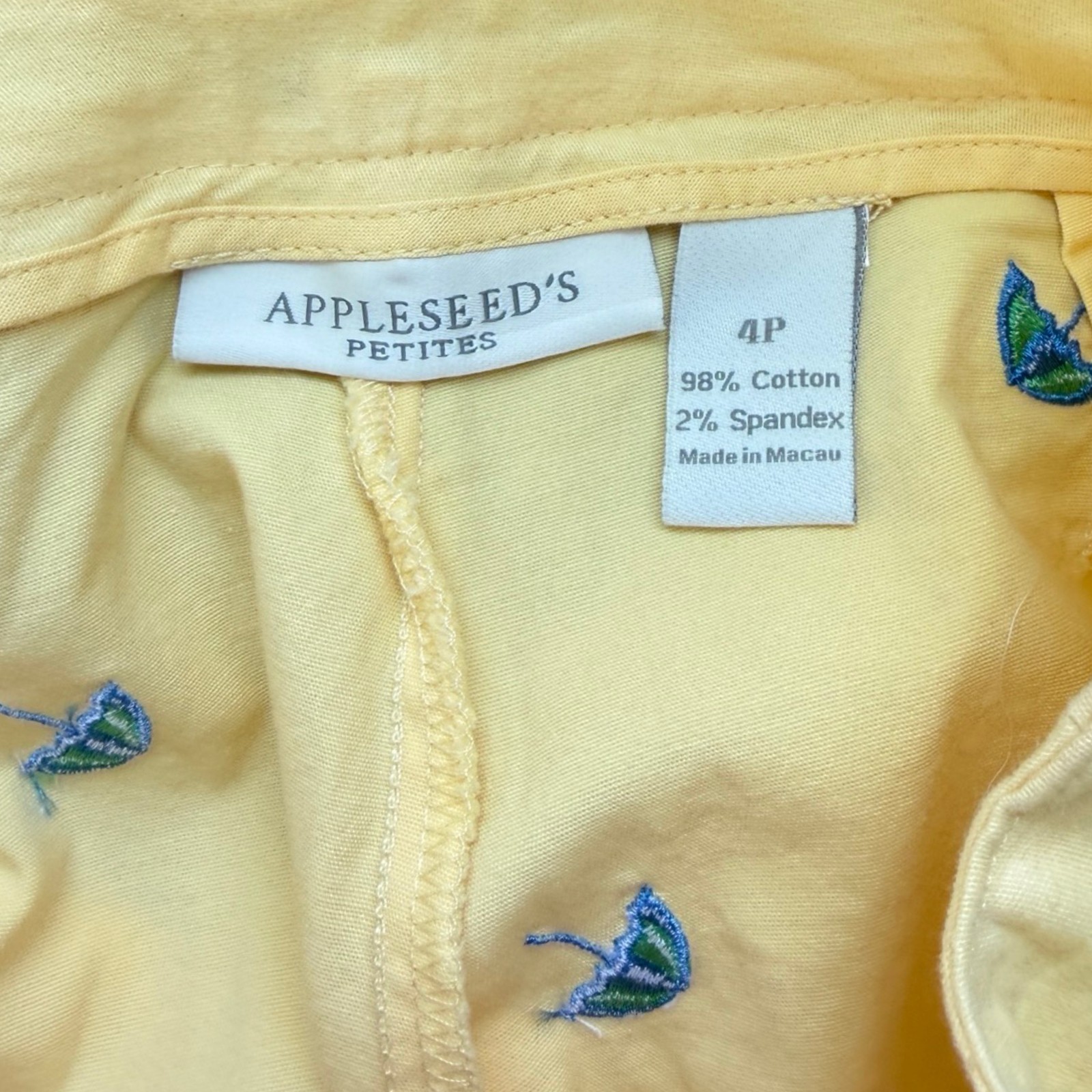 Vintage Umbrella Print Capris 1990s Cotton Spandex Yellow Pants Women’s Size 4 P