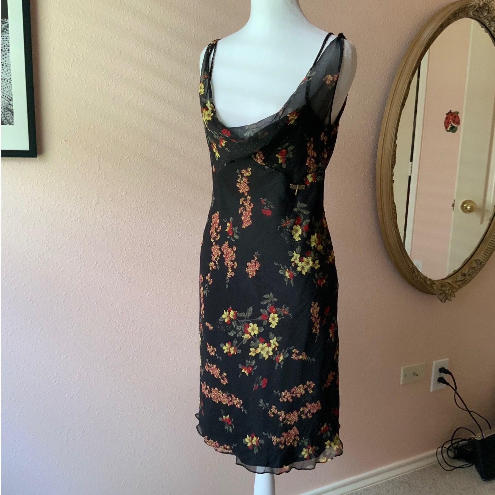 Vintage Galliano Silk Floral Graphic Mini Dress 28/42