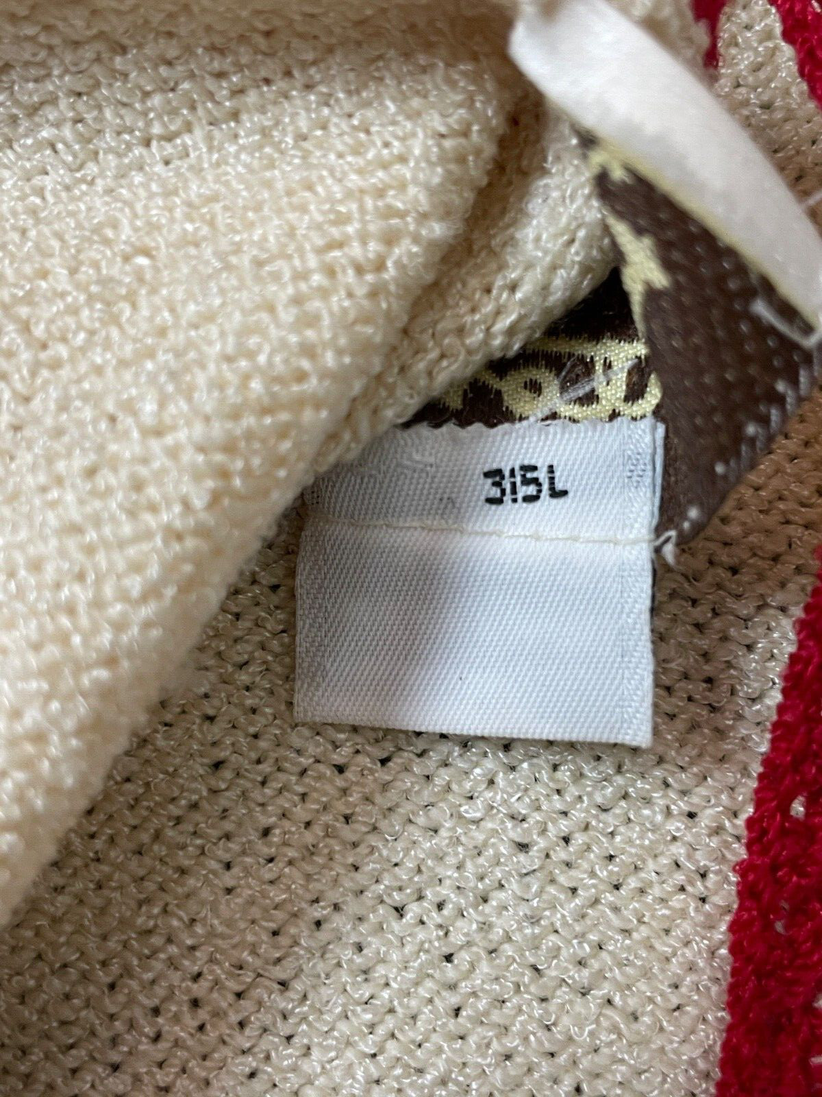 Vintage Richtone NY Dress Sweater Set Womens M/L Cream Knit Red Blk Pom Poms VTG
