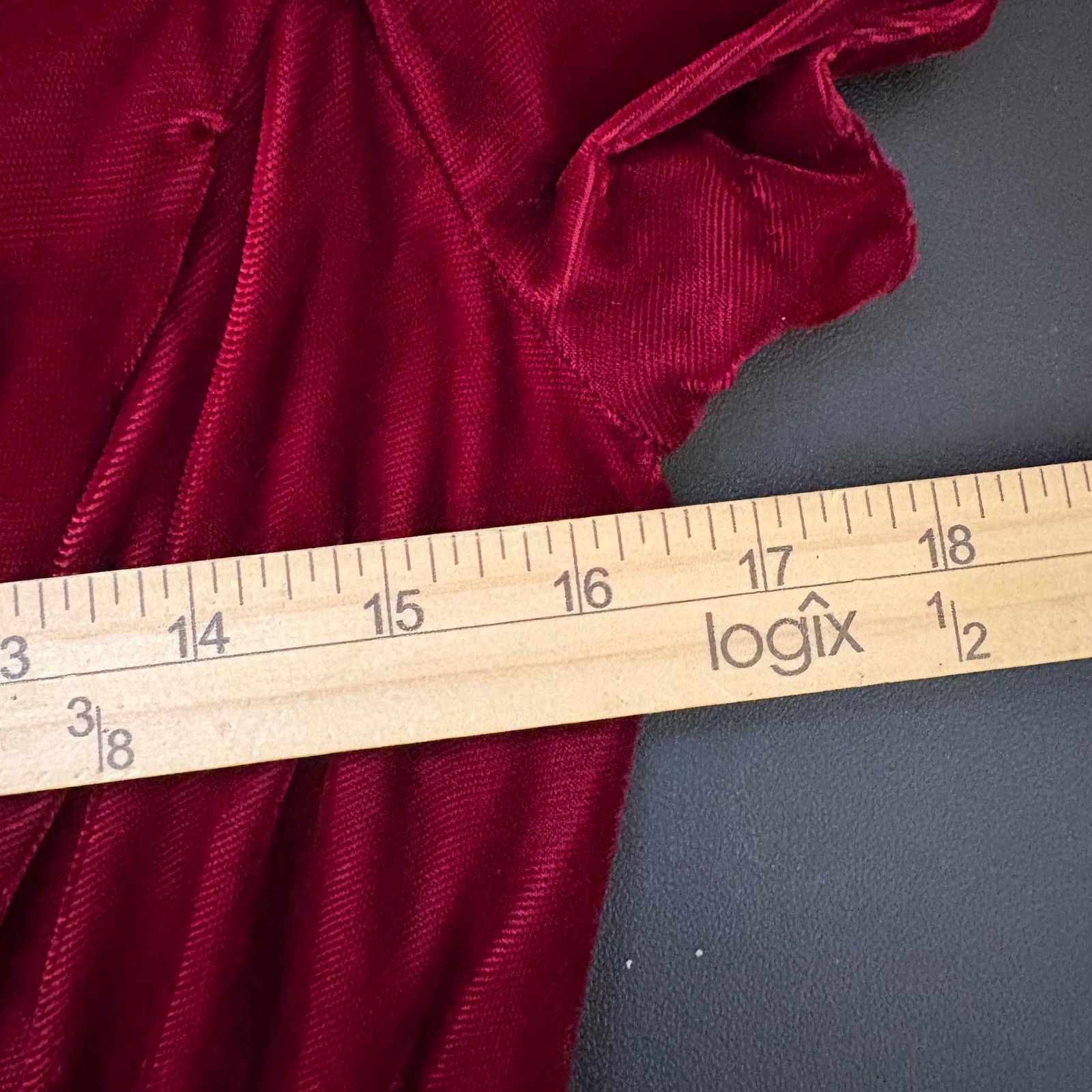 Vintage 80’s Roberta Burgundy Velvet Maxi Dress Scalloped Off Shoulder Gown 7/8