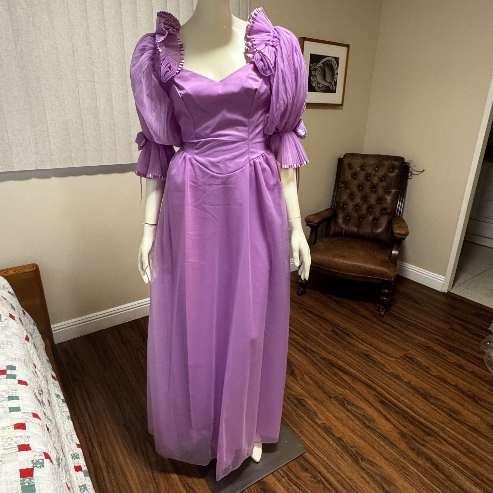 VTG Dance Allure Gown Prom Dress Womens 7/8 Violet Pageant Bridal 80s USA NWT