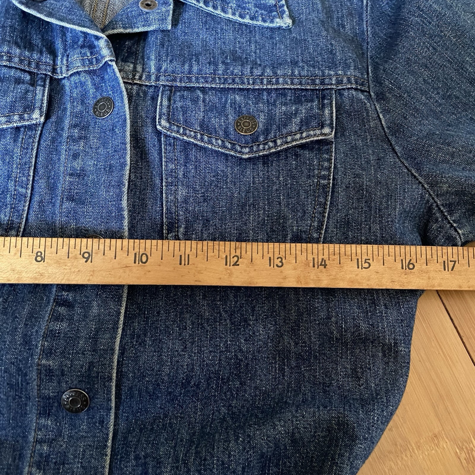 Express Bleus Belted Denim Jacket 100% Cotton Size S Y2K Utility Hong Kong VTG