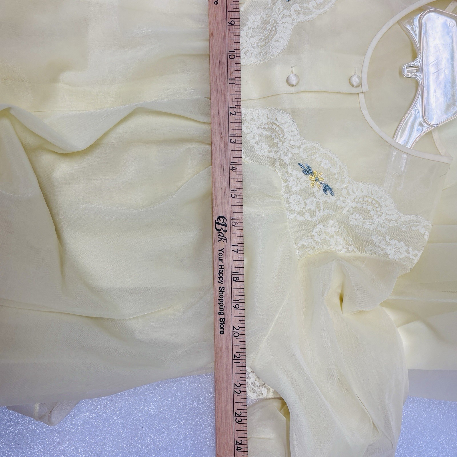 VTG Shadowline Bridal SILKY Peignoir Lace Trim Embroidered Nylon Robe Nightgown