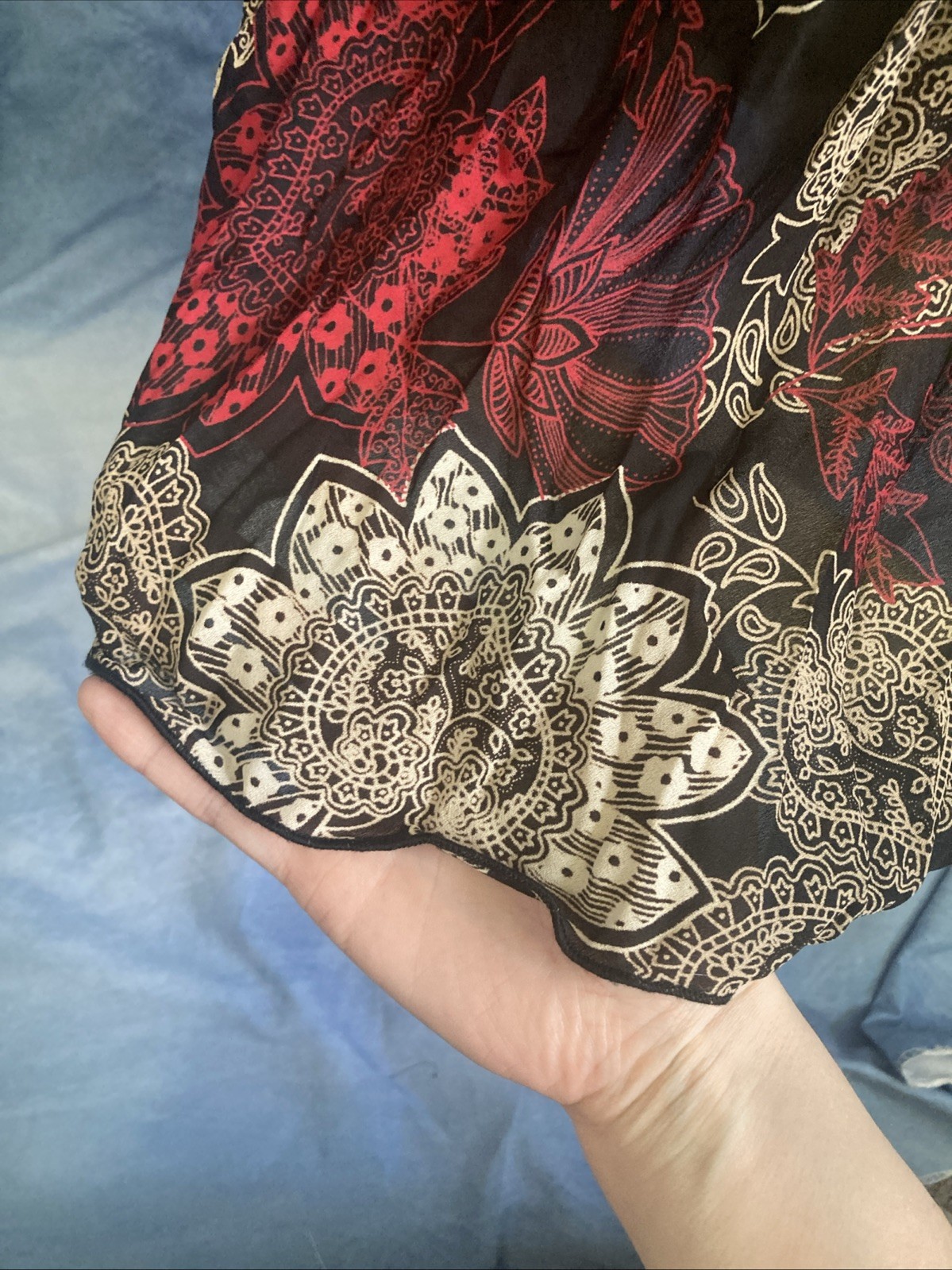 Vtg Y2K 2000s La Belle Floral Skirt Top Set EUC Sz 3 Red Black Fairycore Grunge