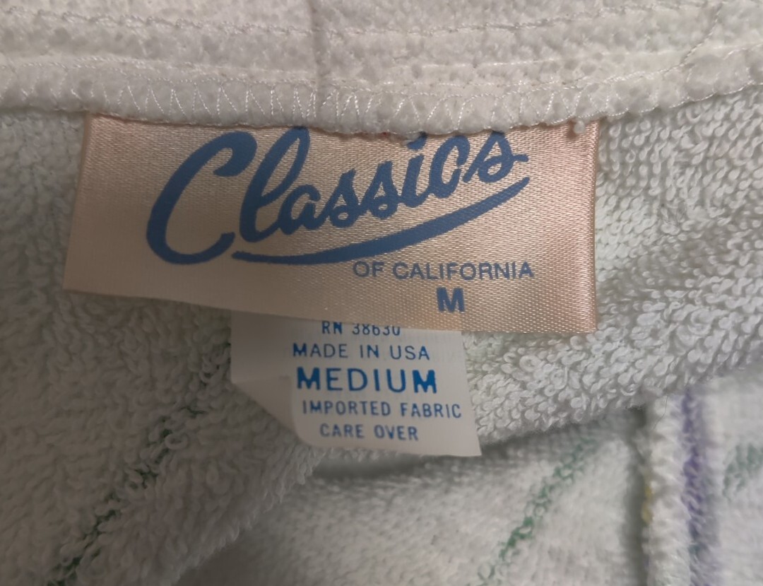 Vintage 80’s Rare Classics of California Unisex Terry Cloth Robe Paint Lines EVC