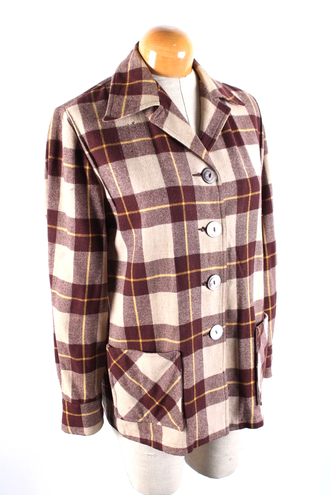 Vintage 1950s Chippewa Vagabond Wool Plaid 49er Blazer Jacket Size Medium
