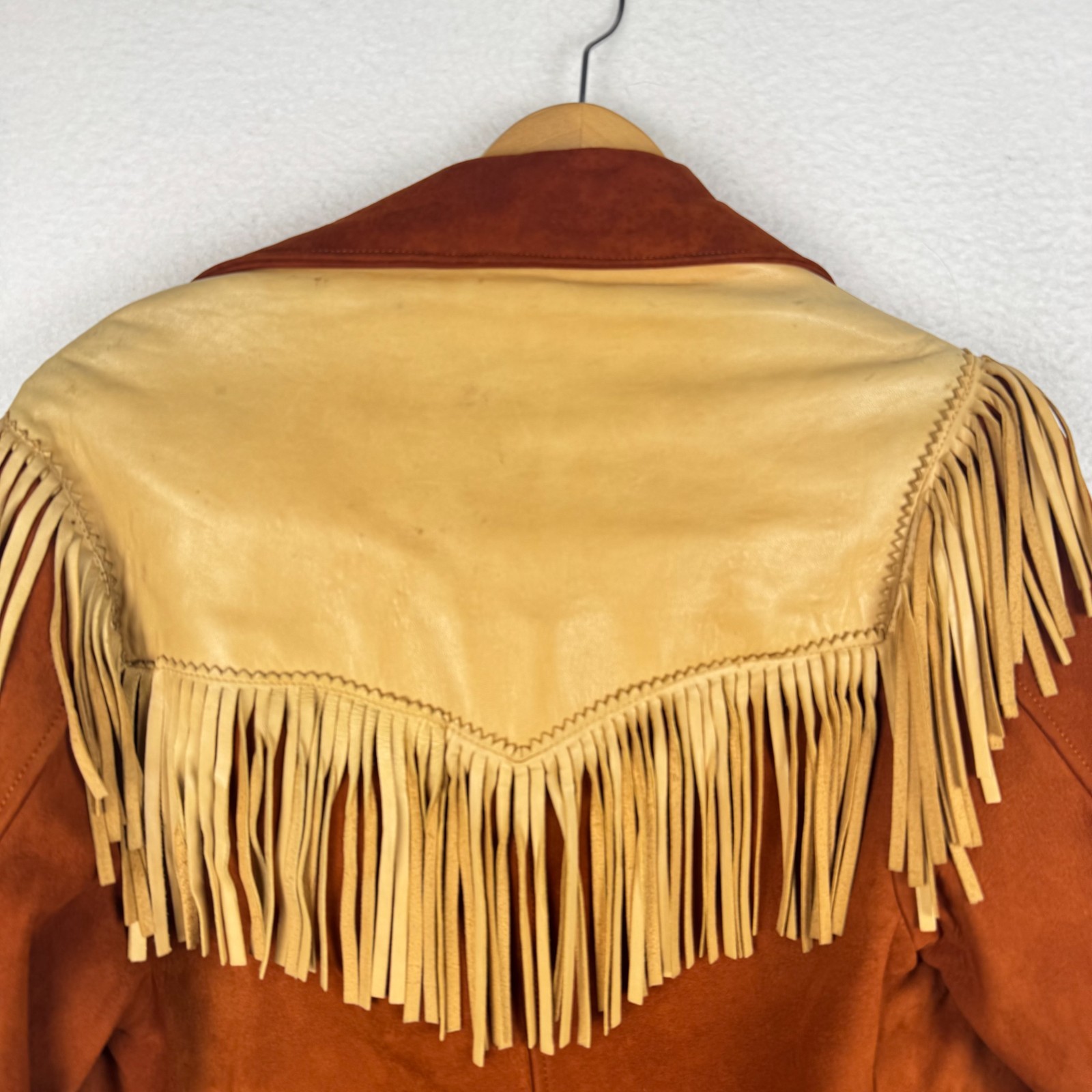 Vintage 60s 70s Cherokee Togs Size 42 Orange Suede Fringe Western Cowboy Jacket