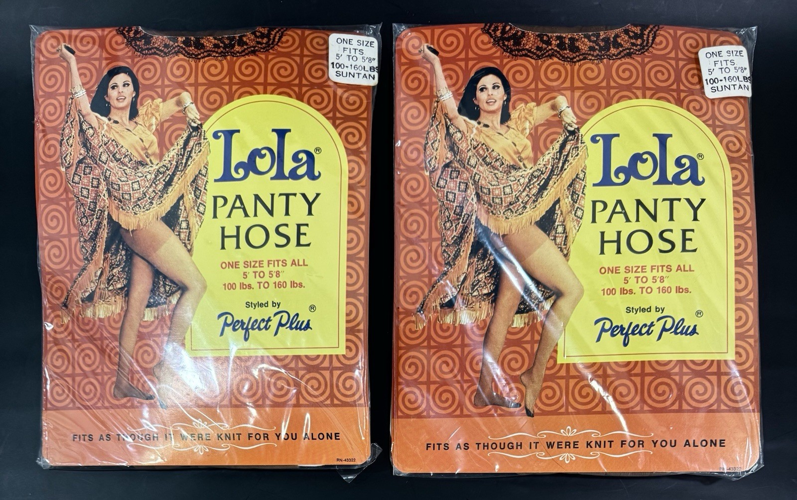Vintage 1971 Lola Panty Hose Suntan Lot 2 NOS Mod Retro Hosiery 5′-5’8 100-160lb