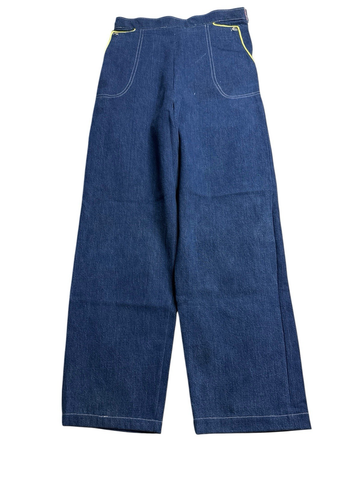 VTG WOMENS 26X24 Handmade Selvedge DENIM SIDE ZIP JEANS PANTS Pearl Snap