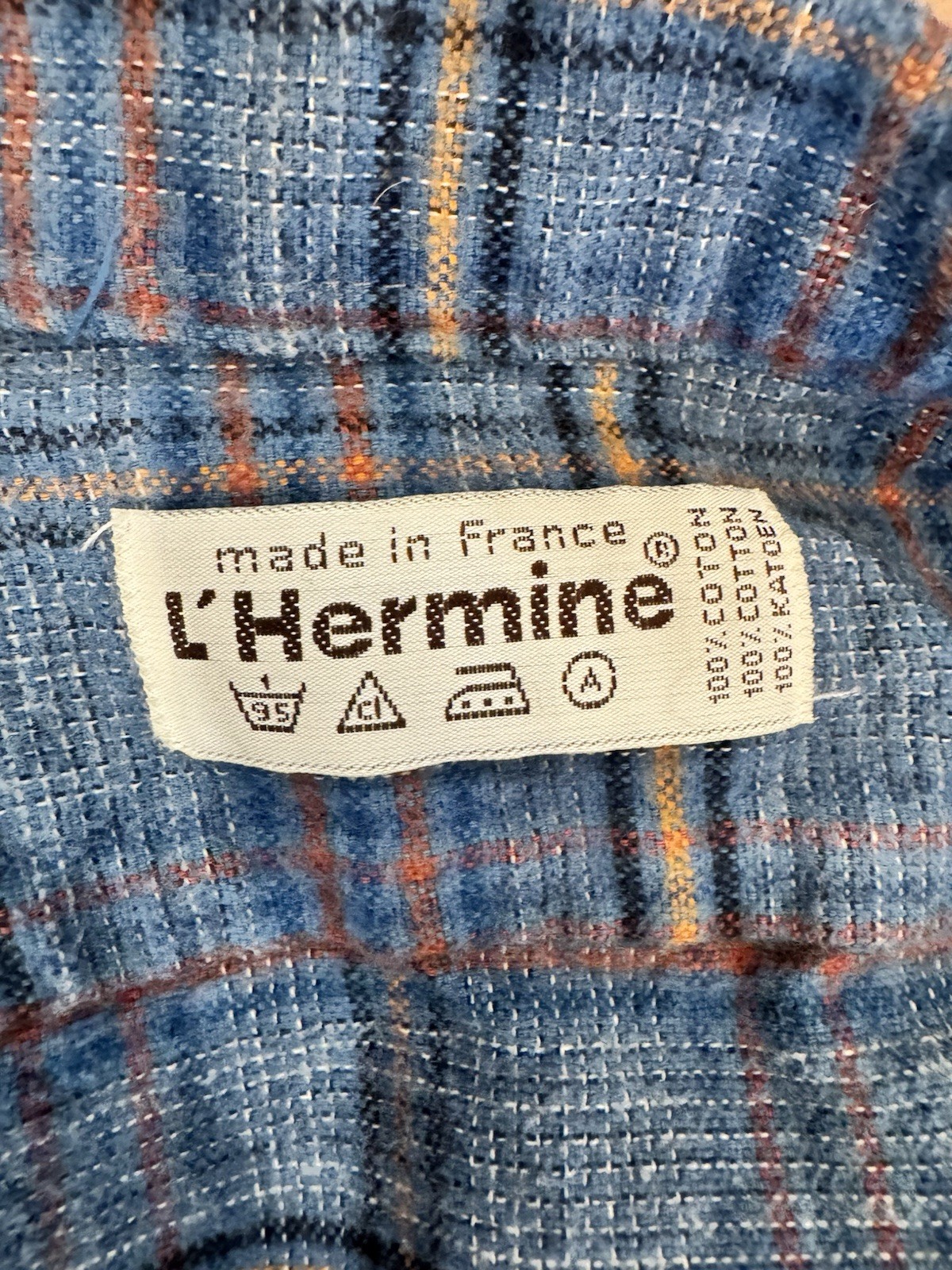 Vintage 1970s Made in France L’hermine Cotton Flannel Shirtdress Size XL