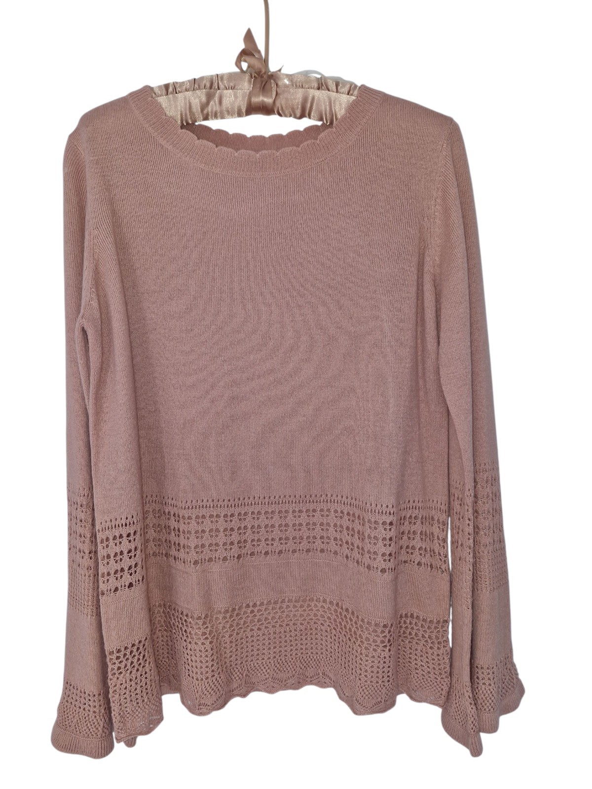 Pink Sweater/Jumper, Lace Knit Detail S M AU12/US 8/UK 40