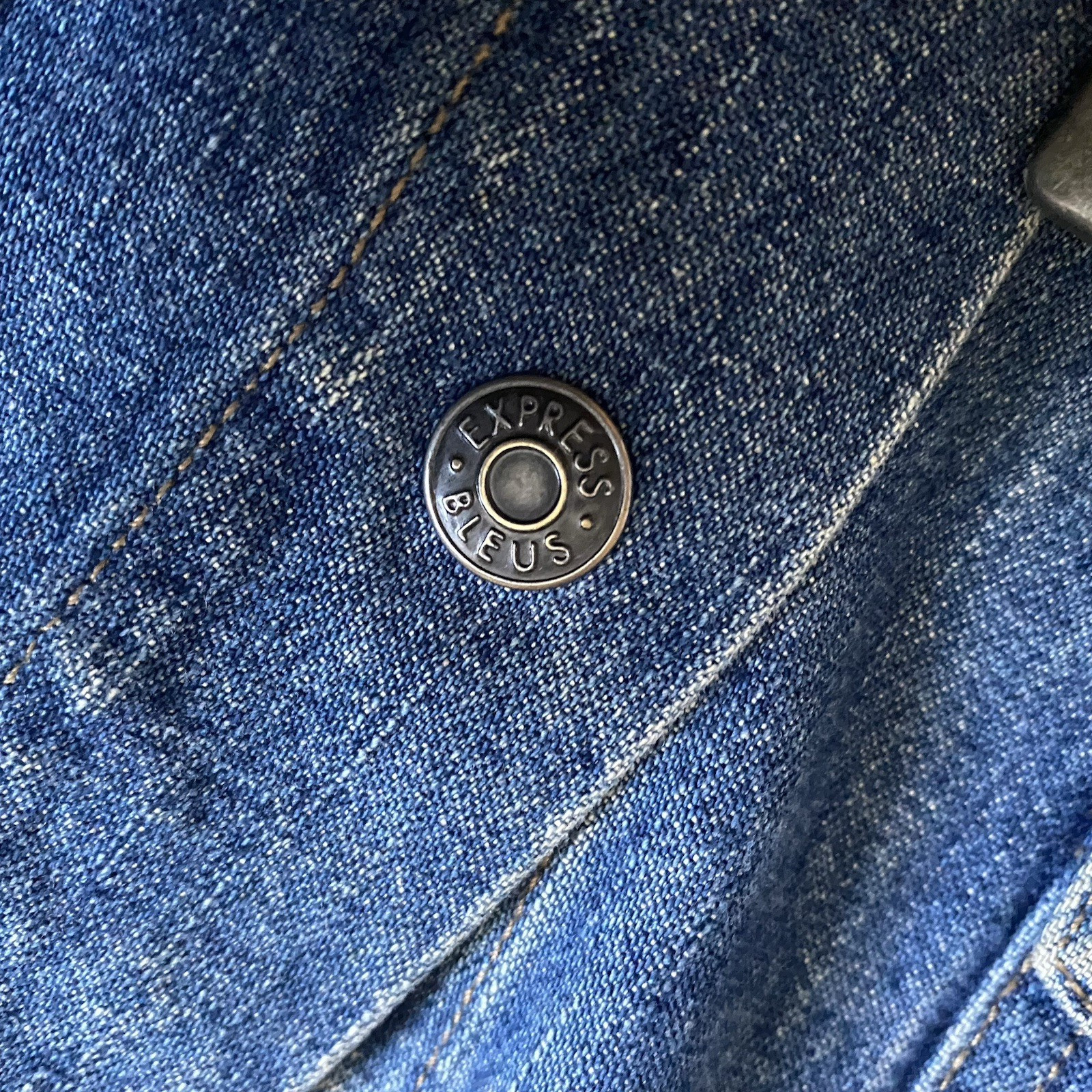 Express Bleus Belted Denim Jacket 100% Cotton Size S Y2K Utility Hong Kong VTG