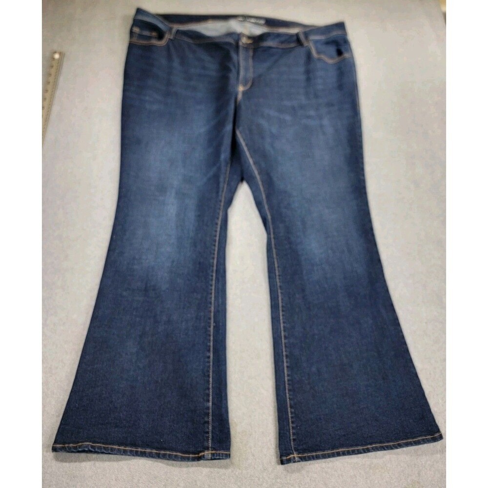 Old Navy Flare Jeans Womens 26 49×31 Dark Blue High Rise Stretch Boho Hippie