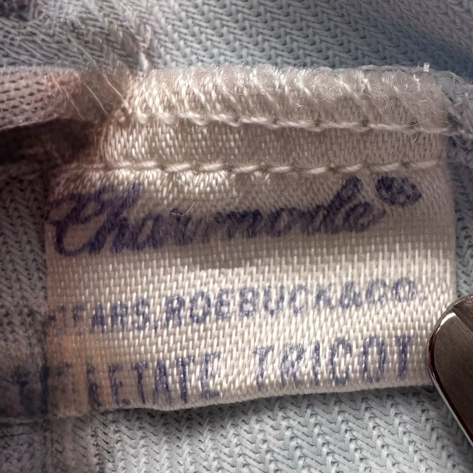 Vintage Charmode Blue Acetate Tricot Nightgown Lace Maxi Gown 32 USA