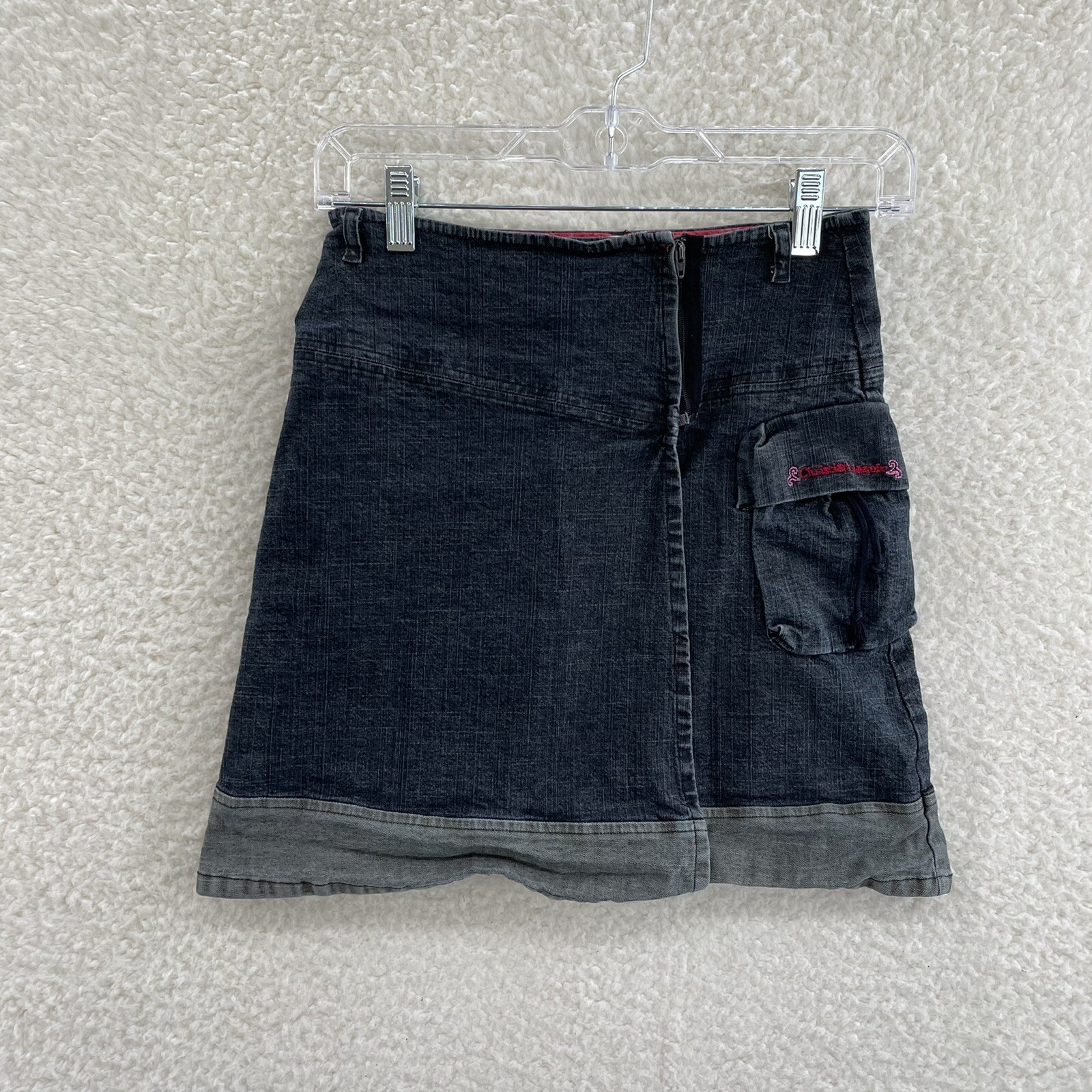 Y2K Vintage Christian Lacroix Mini Skirt XS 0 24 Denim Cargo Cyber Fairy Grunge