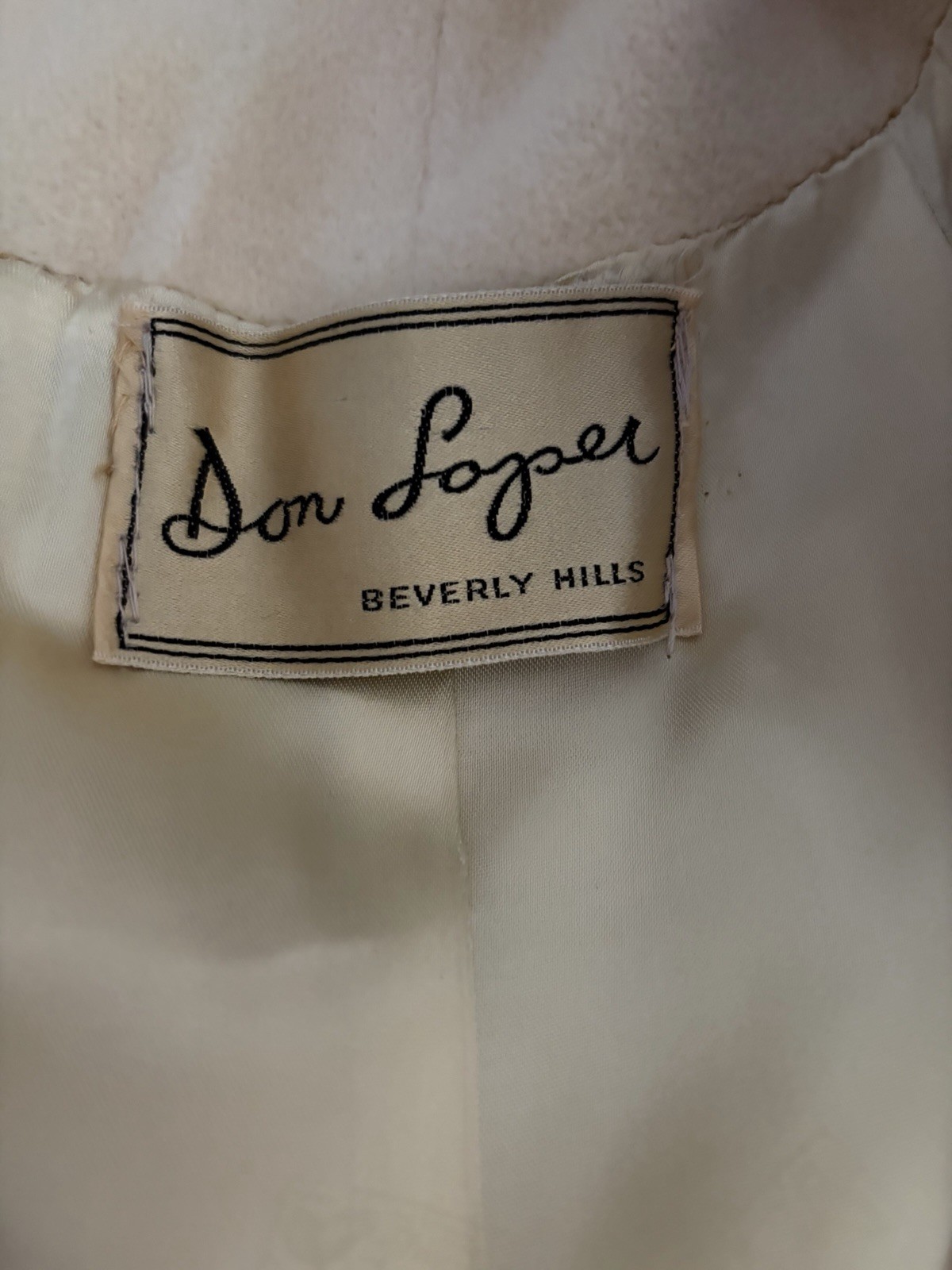 VTG 50s 60s Don Loper Coat Cream Bow Collar and Pockets Size M