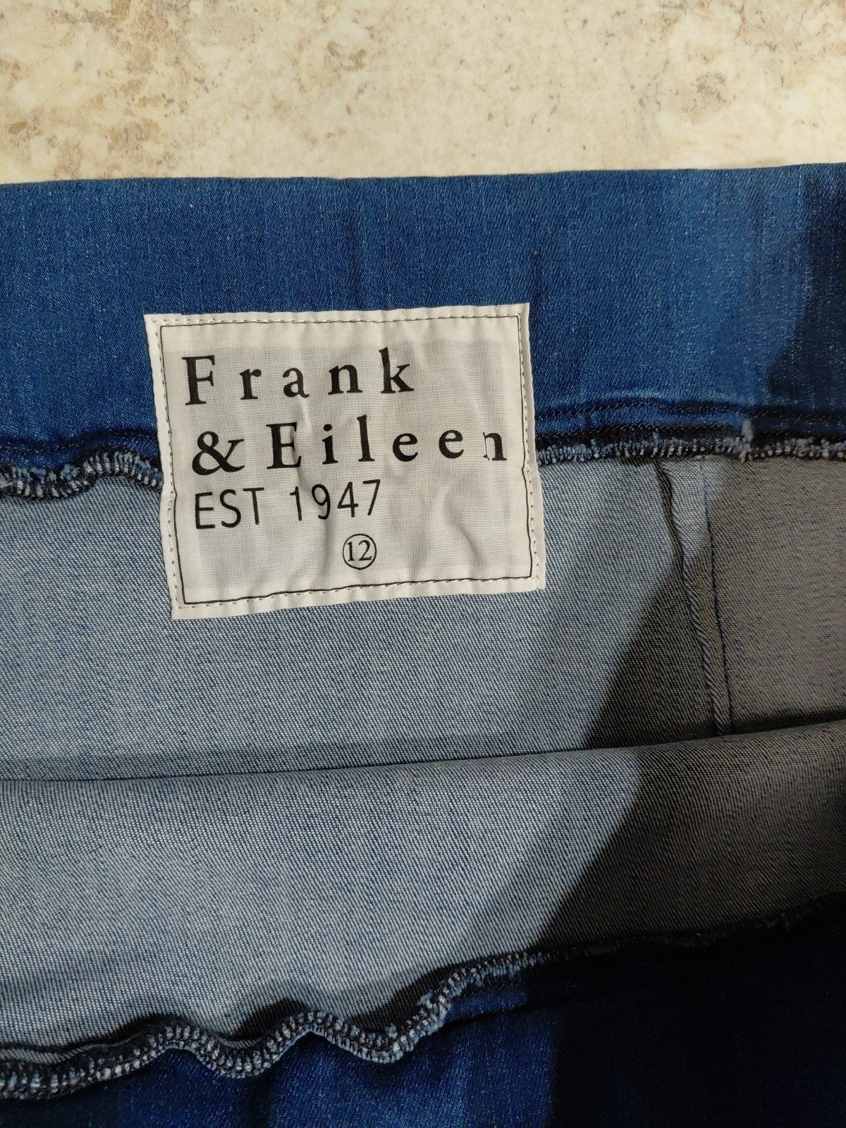 Frank & Eileen Jacket And Skirt Set Blue Stretch Top M Skirt 12 EUC