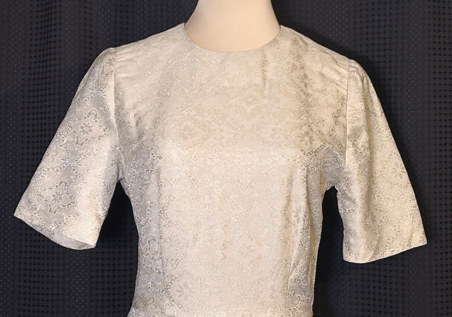 Classic Vintage Special Occasion Liberty Lucrezia Cream Brocade Dress Jacket Set