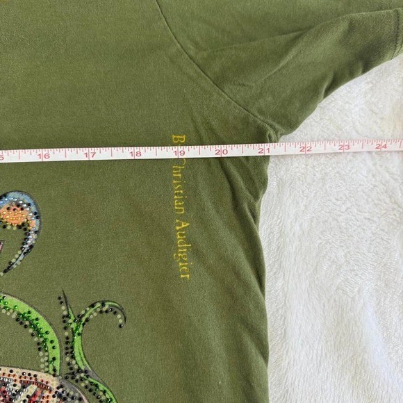 Ed Hardy green skull graphic top y2k vintage mcbling grunge skater