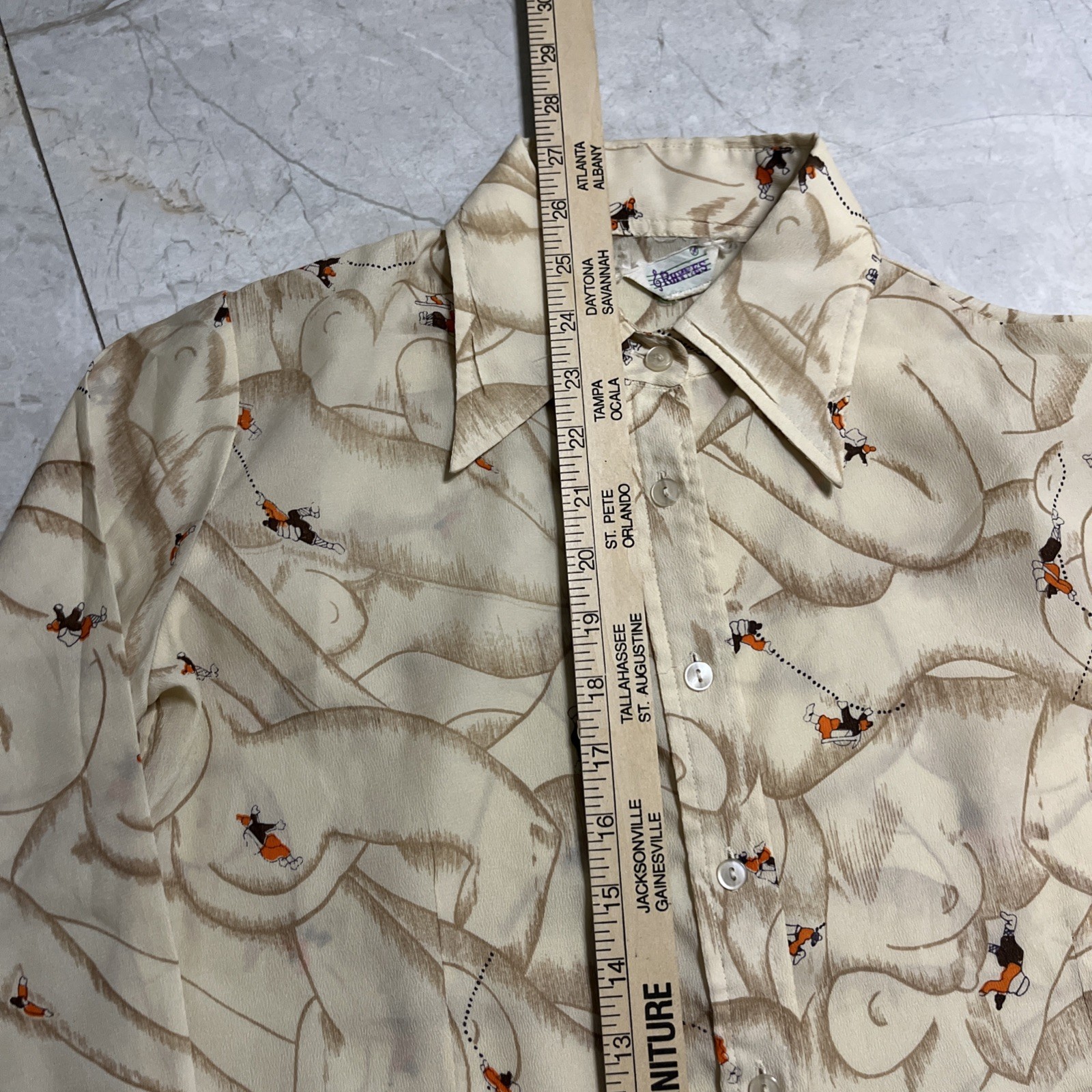 Vtg 70s Nude Body girl Abstract Button down fits small medium