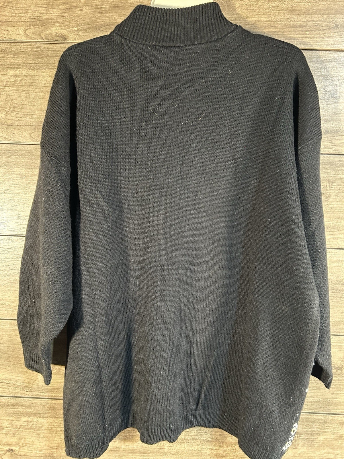 VTG Plus Size Sweater 90s GrandmaCore Black/White/Metallic GoldPullover 52”Chest
