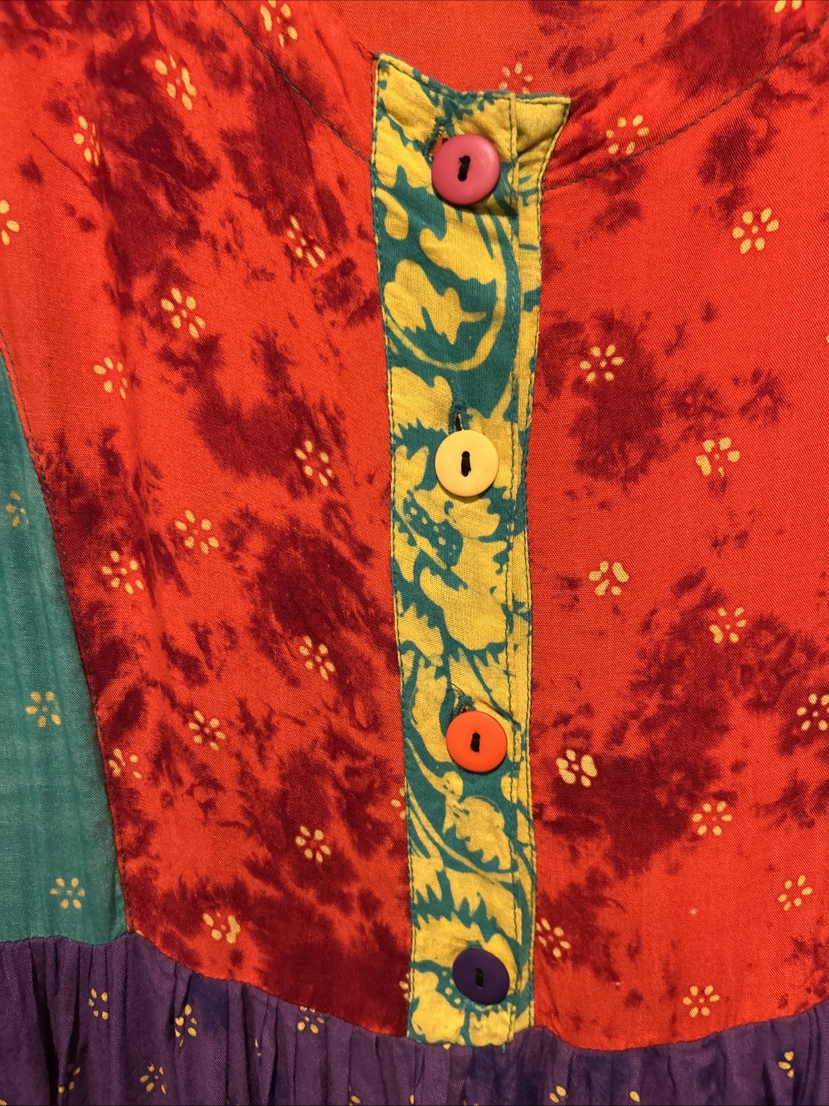 Vintage Passport Pier 1 Imports CottageCore, Patchwork, Maxi Dress, Size M
