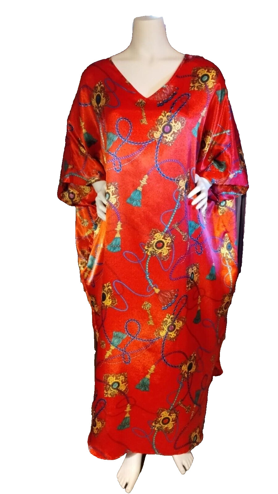 Vintage L.A. INTIMATES Muumuu Gems & Tassel’s long House Dress One-Size made USA