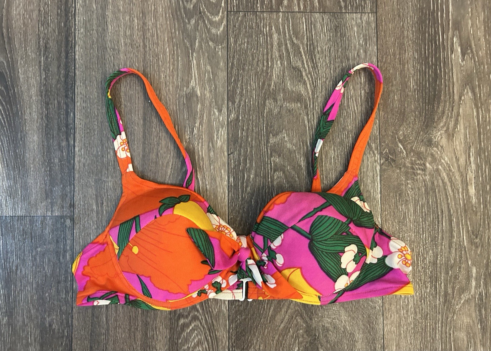 Vintage 1960s ACCENTUETTE Neon Tropical Floral Pin-up Bikini, Size 34B / M AS IS
