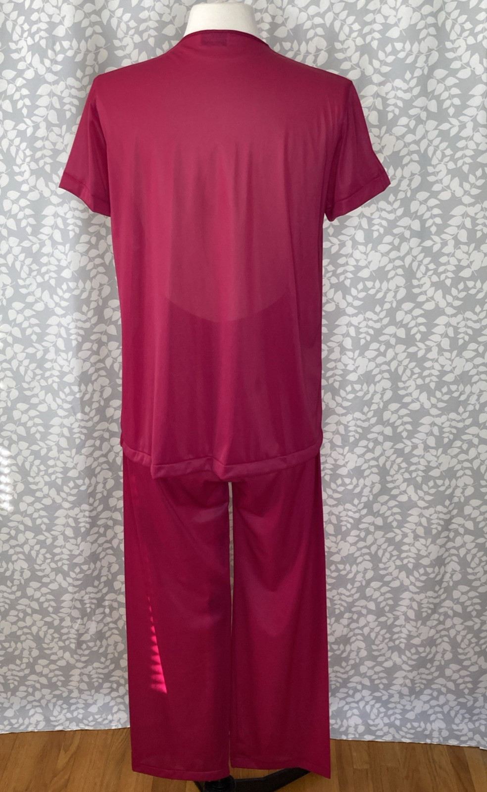 Vintage Vanity Fair 3 Pc Magenta Short Sleeve Pajama Set w/Robe, Size M, Unworn