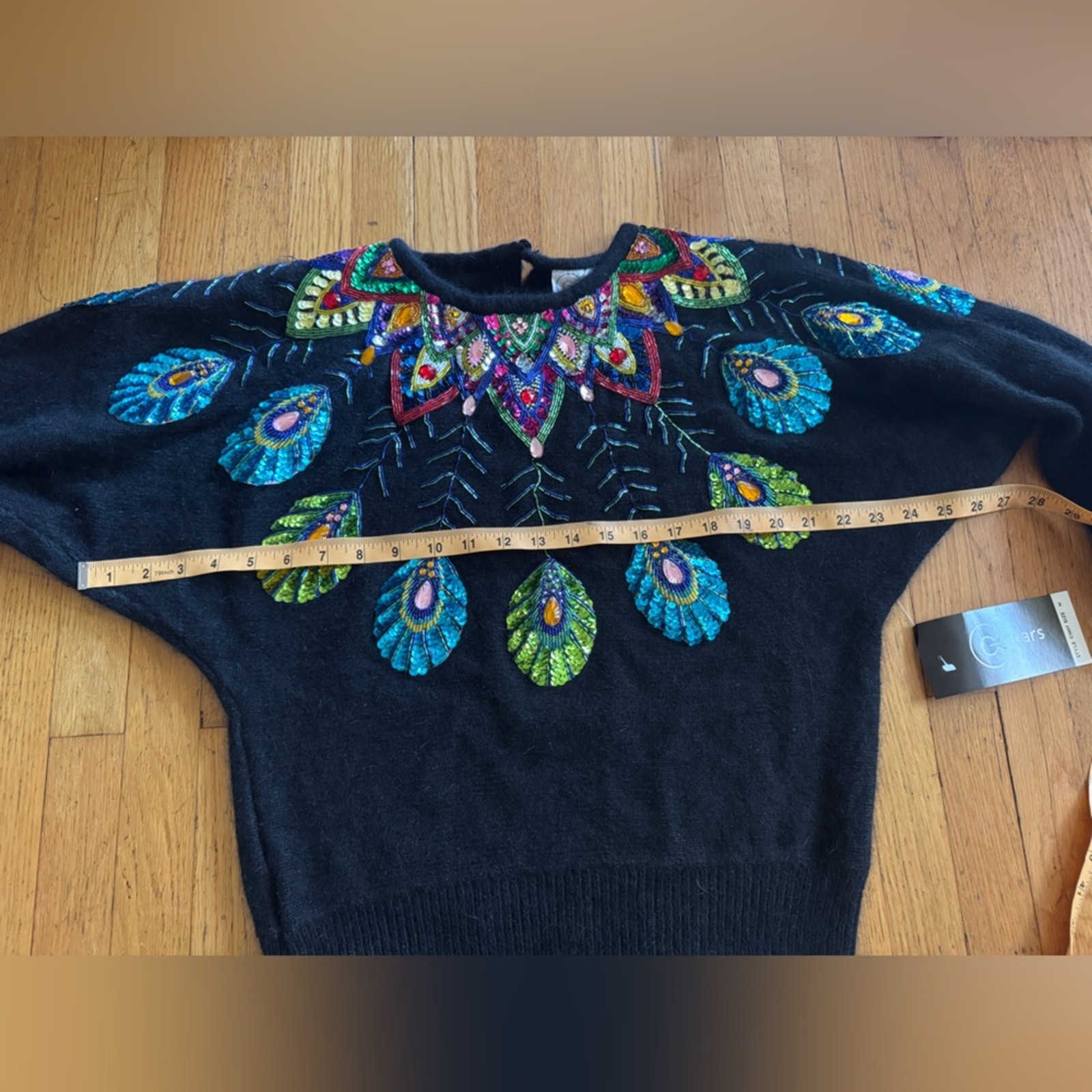 80s Vintage Angora Blend Peacock Sweater Sz M