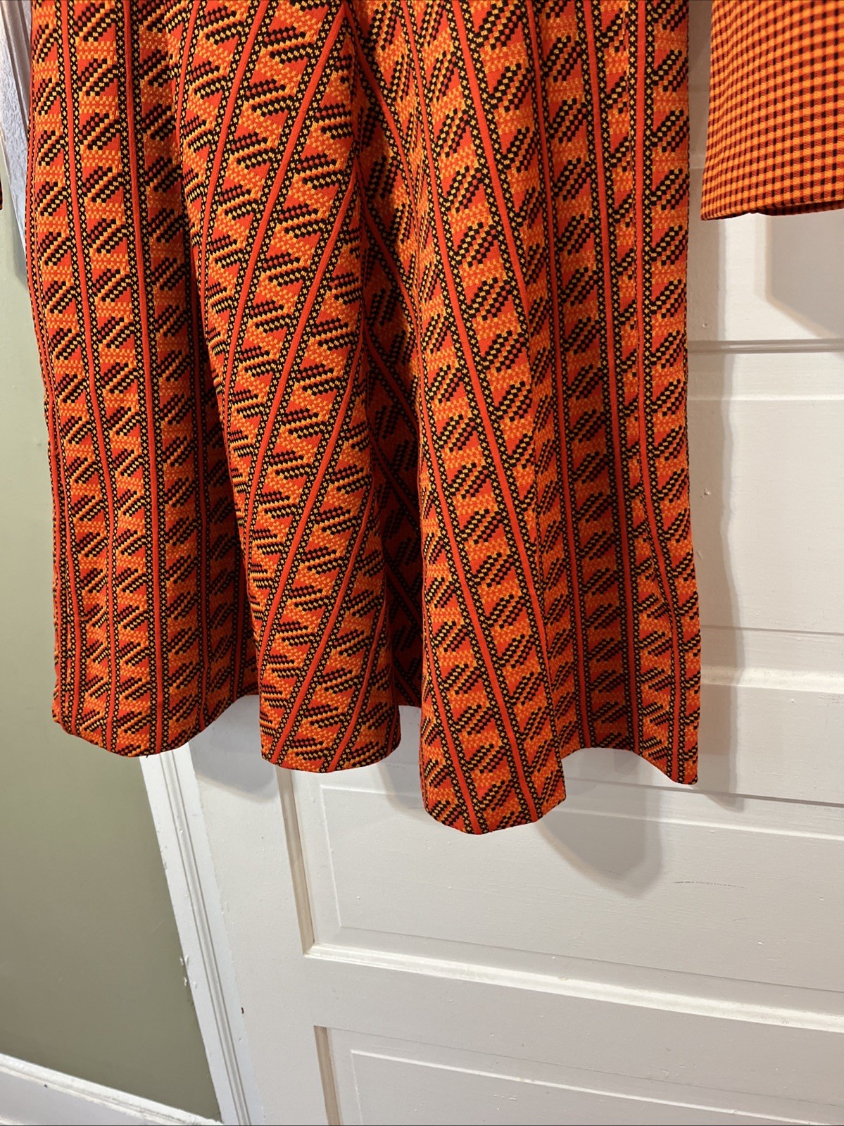 Vintage 1970’S Orange Mod Dress Double Knit “IT’S BETTER” size 18 long sleeves