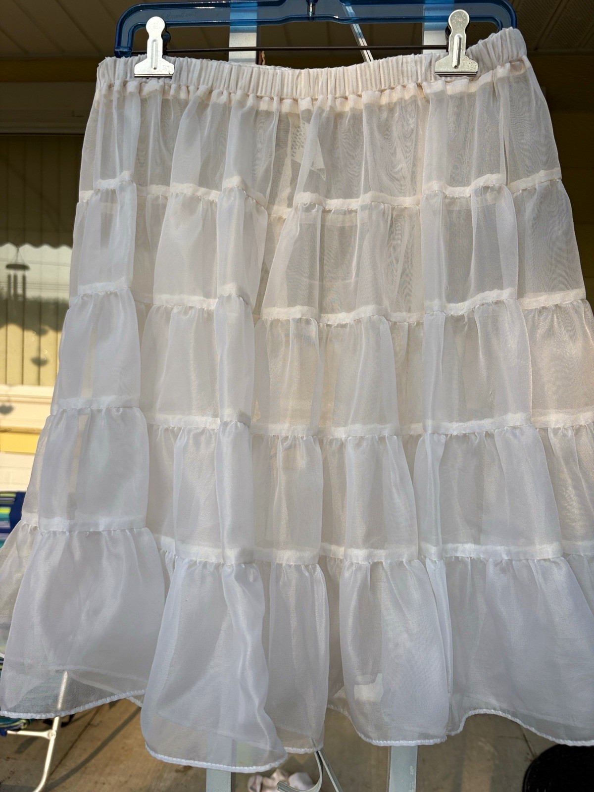 Silk-E White Polyester Western Petticoat with Lace Edging Made in USA