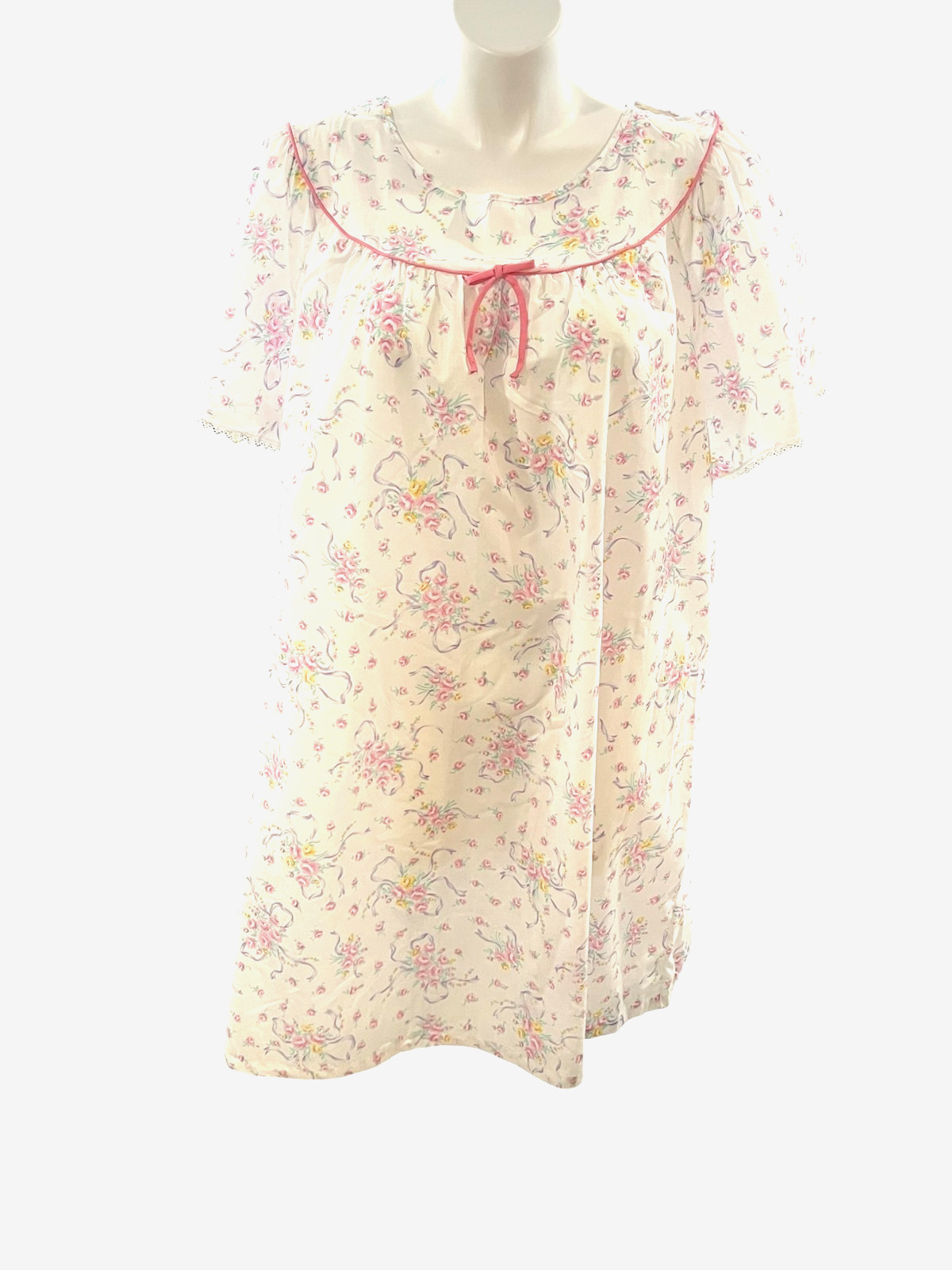 Vintage 70s Lingerie by Dixie Belle White Floral Night Gown with Pockets NWT