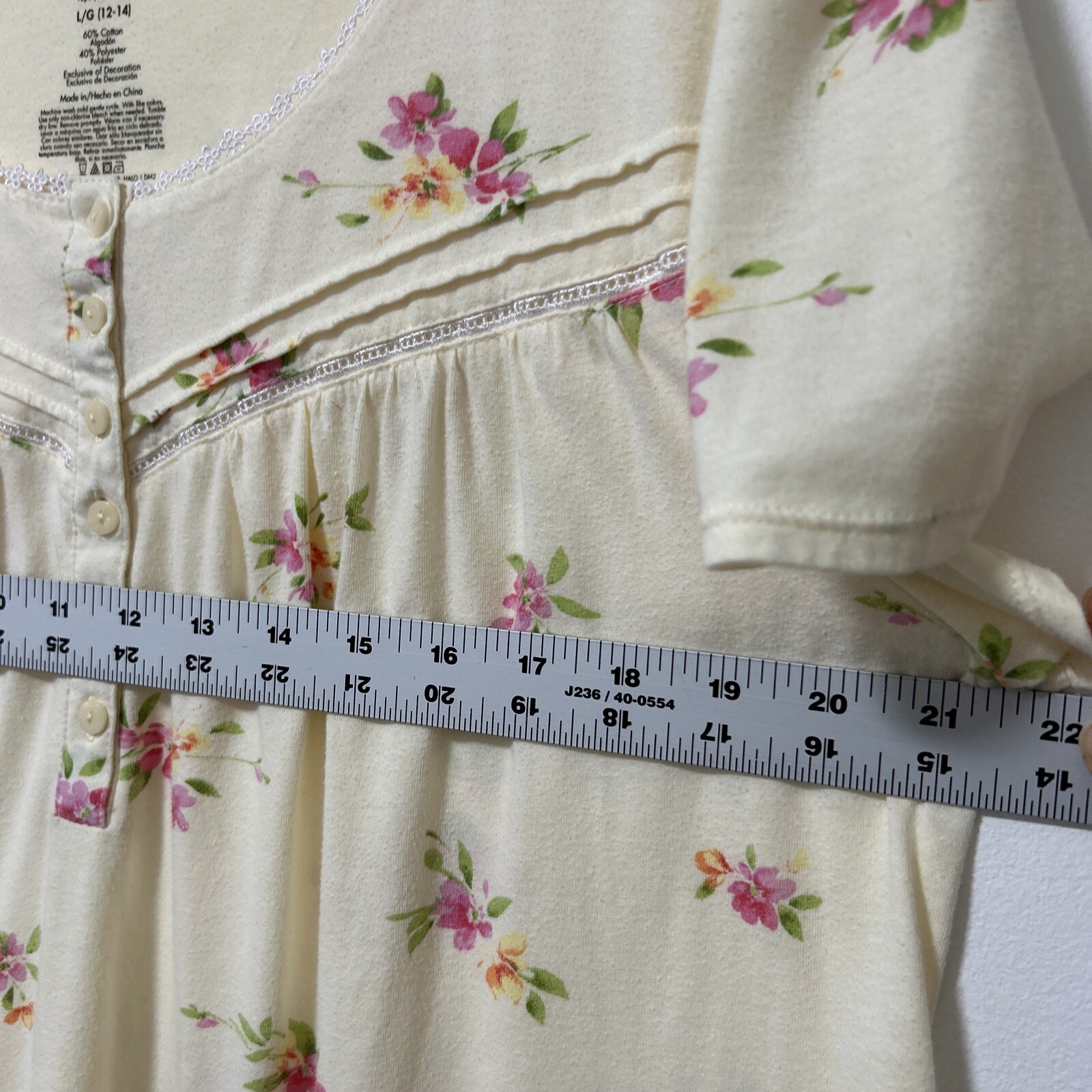 Simply Basic Nightgown Size Large Prairie Granny Pale Yellow Feminine Ruffle