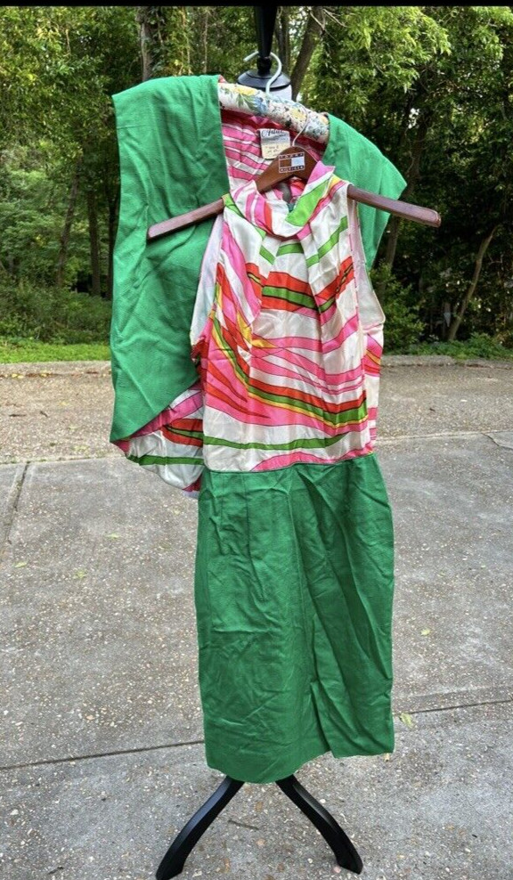Vintage 70s ADDE California psychedelic dress & jacket unusual iconic sleeveless