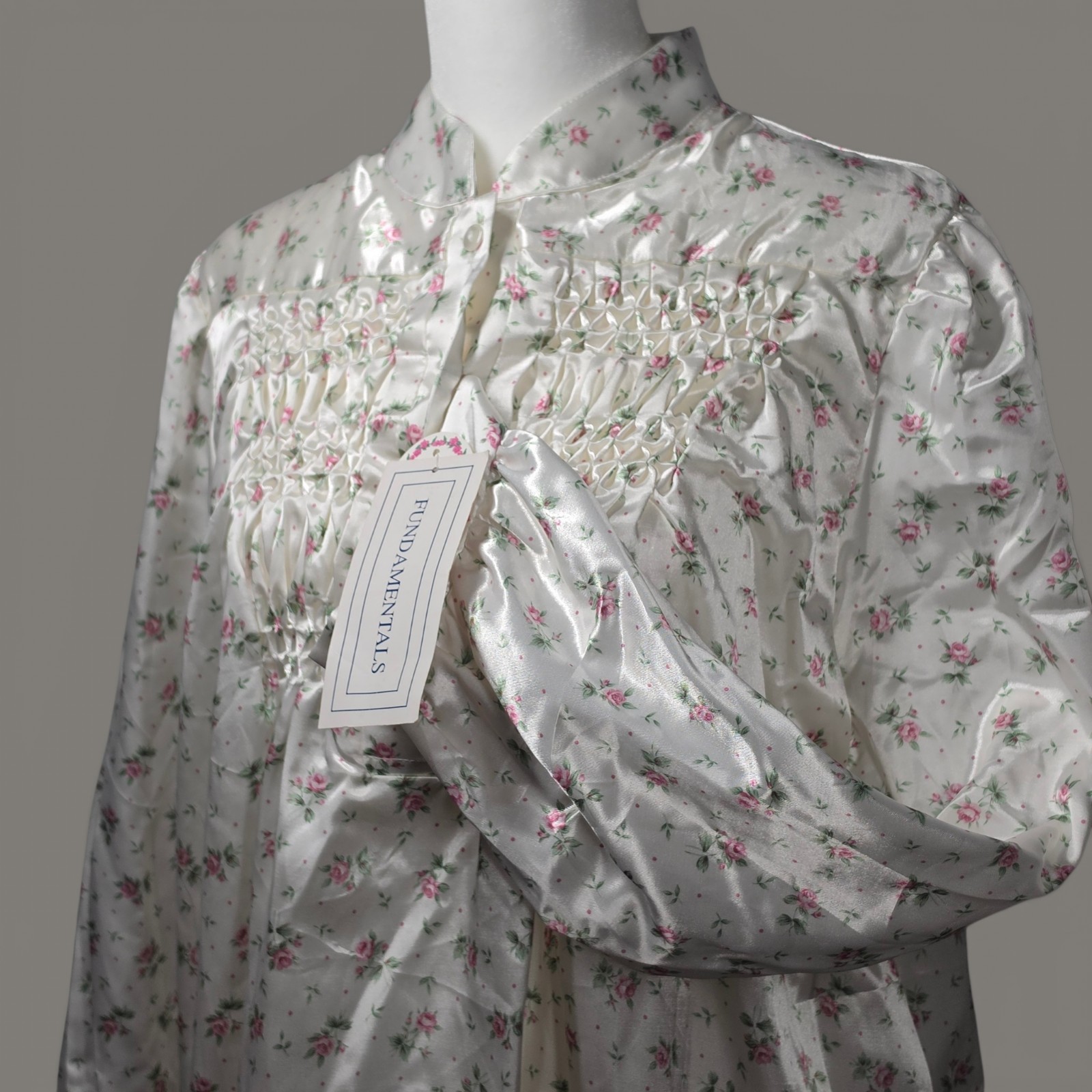 Fundamentals Sears Floral Satin Nightgown L Vintage NWT Victorian Cottagecore