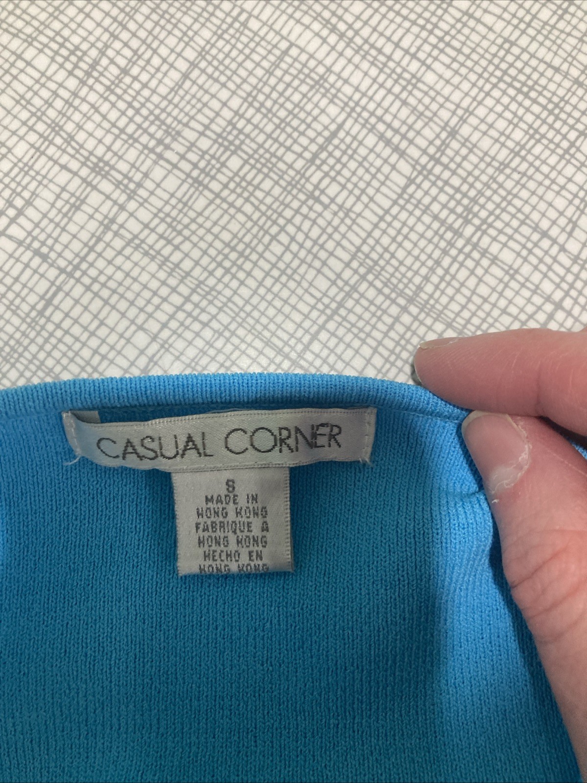 Vintage Casual Corner Turquoise Ribbed Knit Top Size Small Tie Waist Y2K EUC
