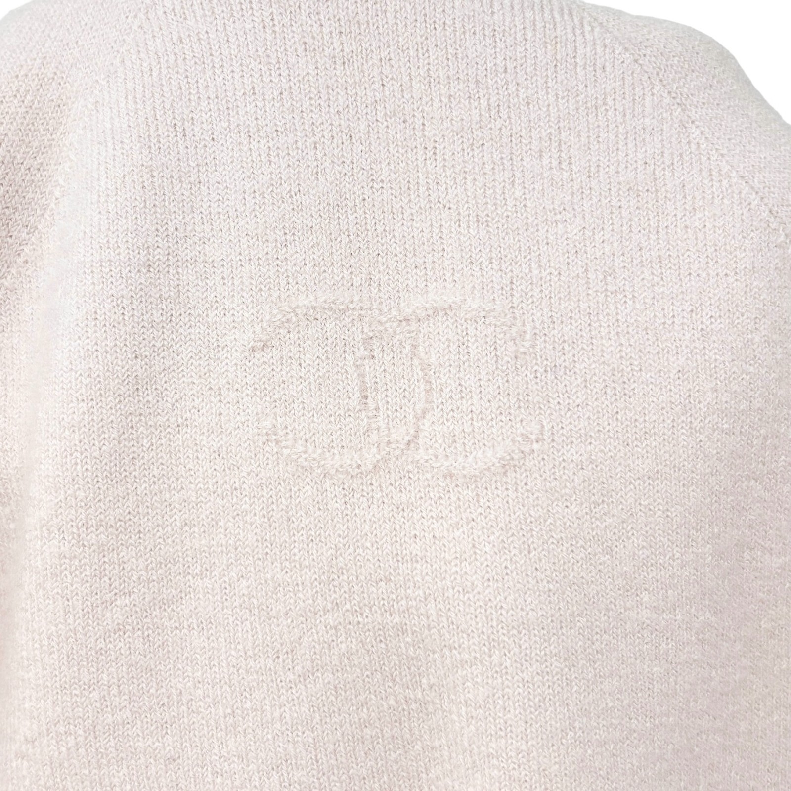 CHANEL Vintage 02A CC Mark Logo Knit T-shirt #38 Top Light Pink Cashmere Rank AB